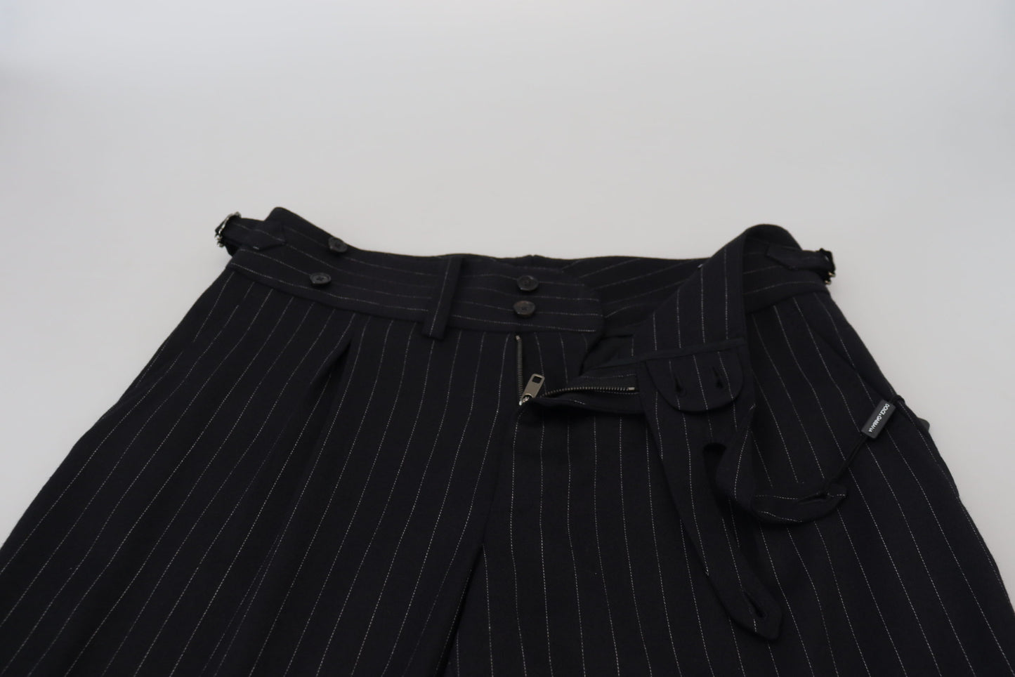 Dolce & Gabbana Black Wool Striped Chino Pants Dolce & Gabbana