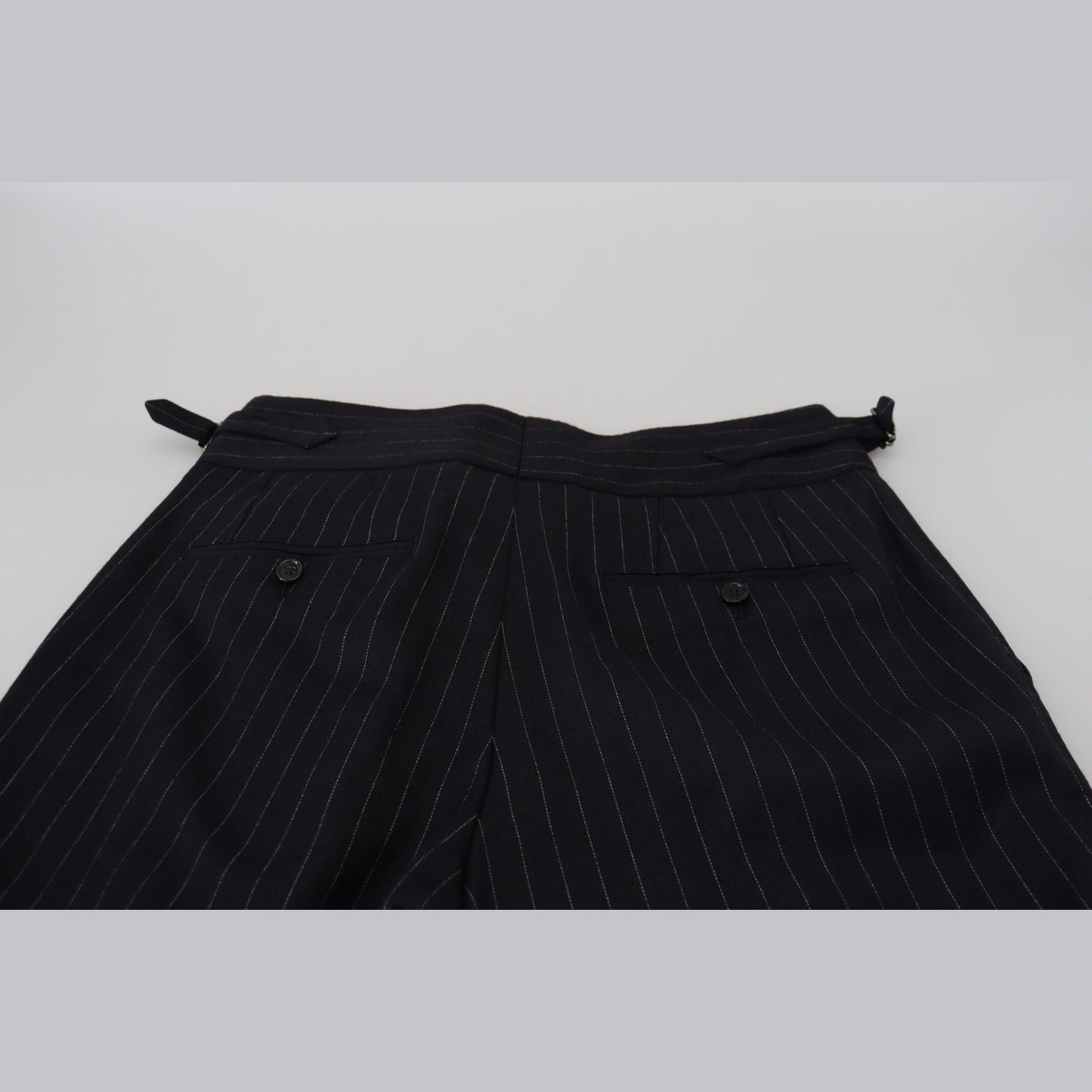 Dolce & Gabbana Black Wool Striped Chino Pants