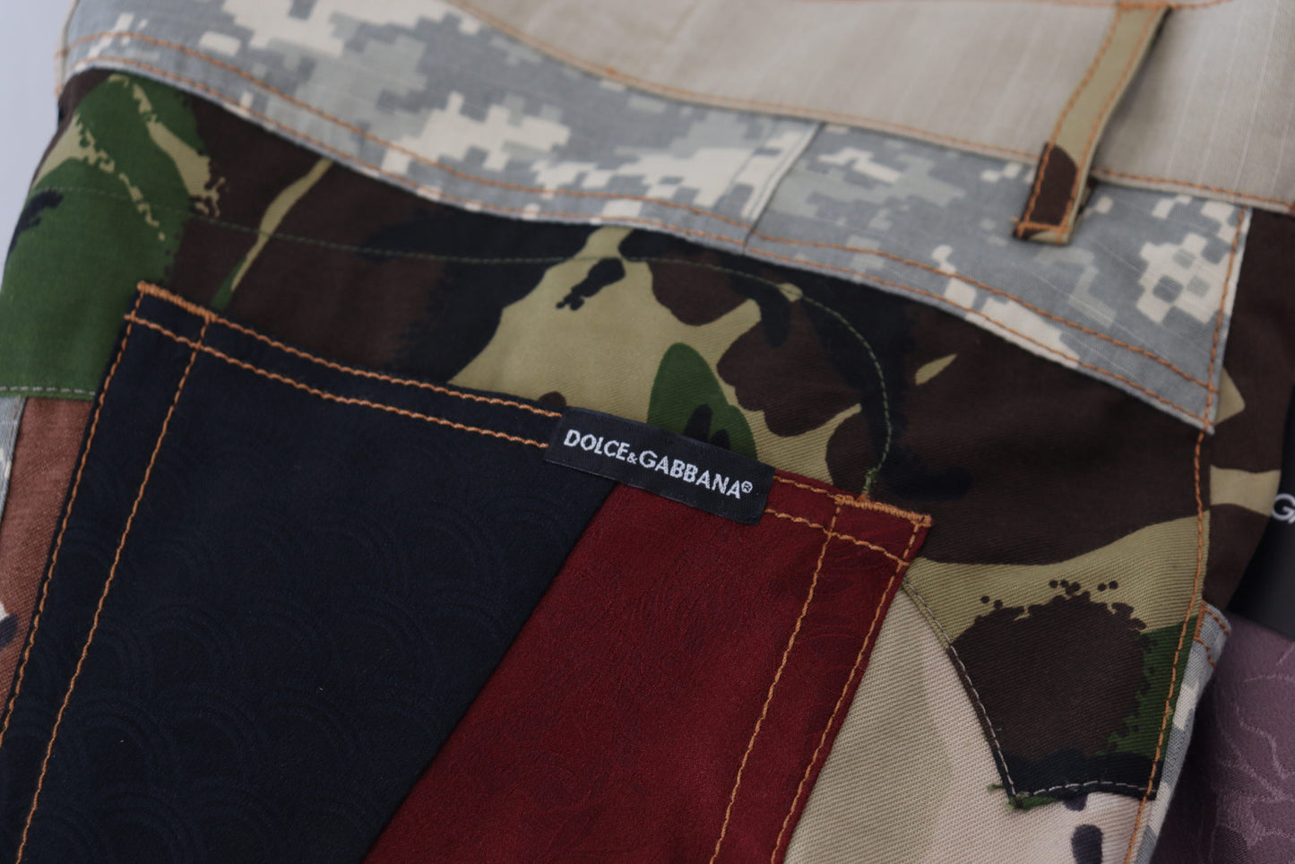Dolce & Gabbana Multicolor Silk Patchwork Men Denim Jeans Dolce & Gabbana