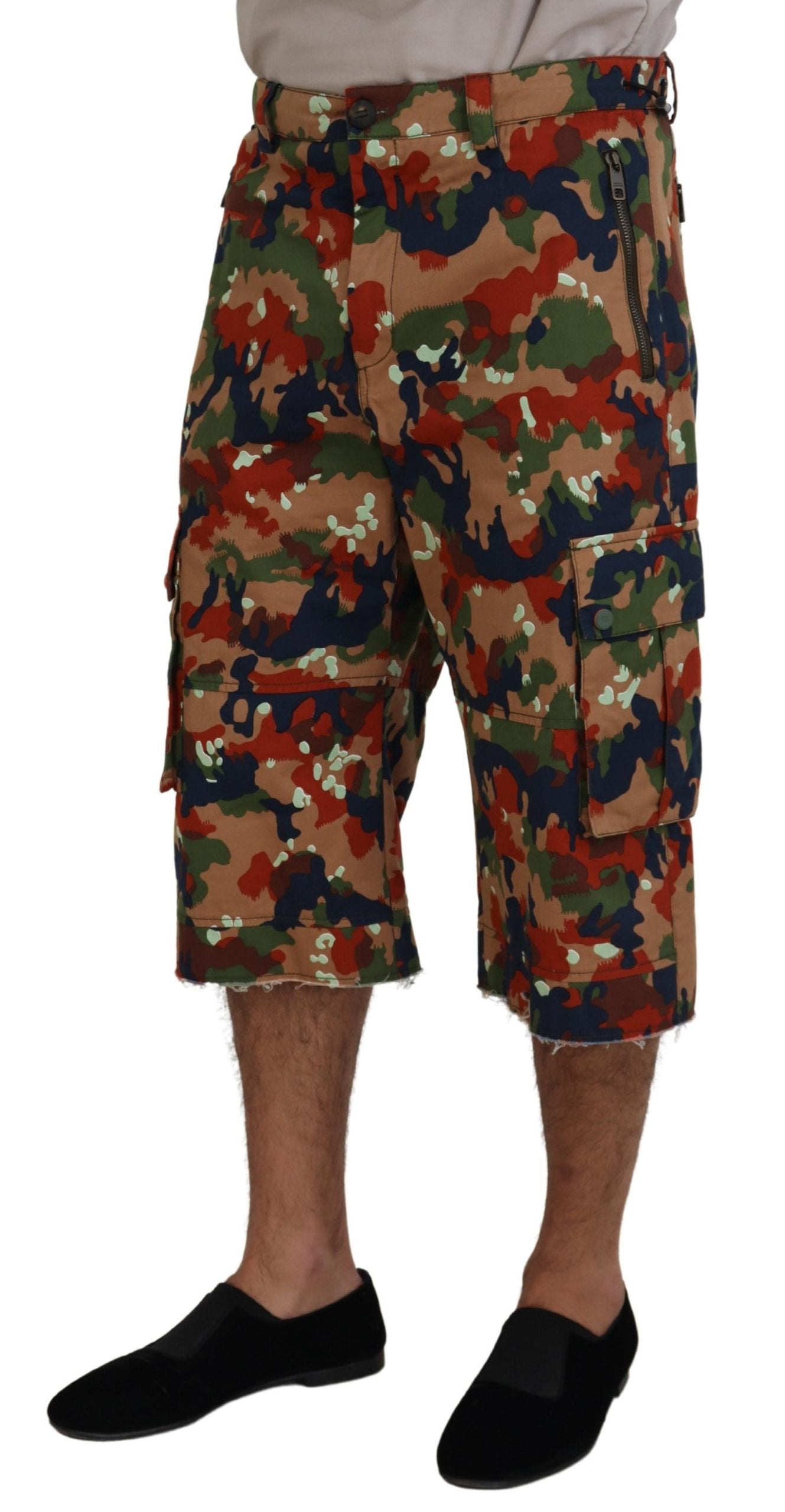 Dolce & Gabbana Multicolor Cotton Camouflaged Cargo Shorts Dolce & Gabbana