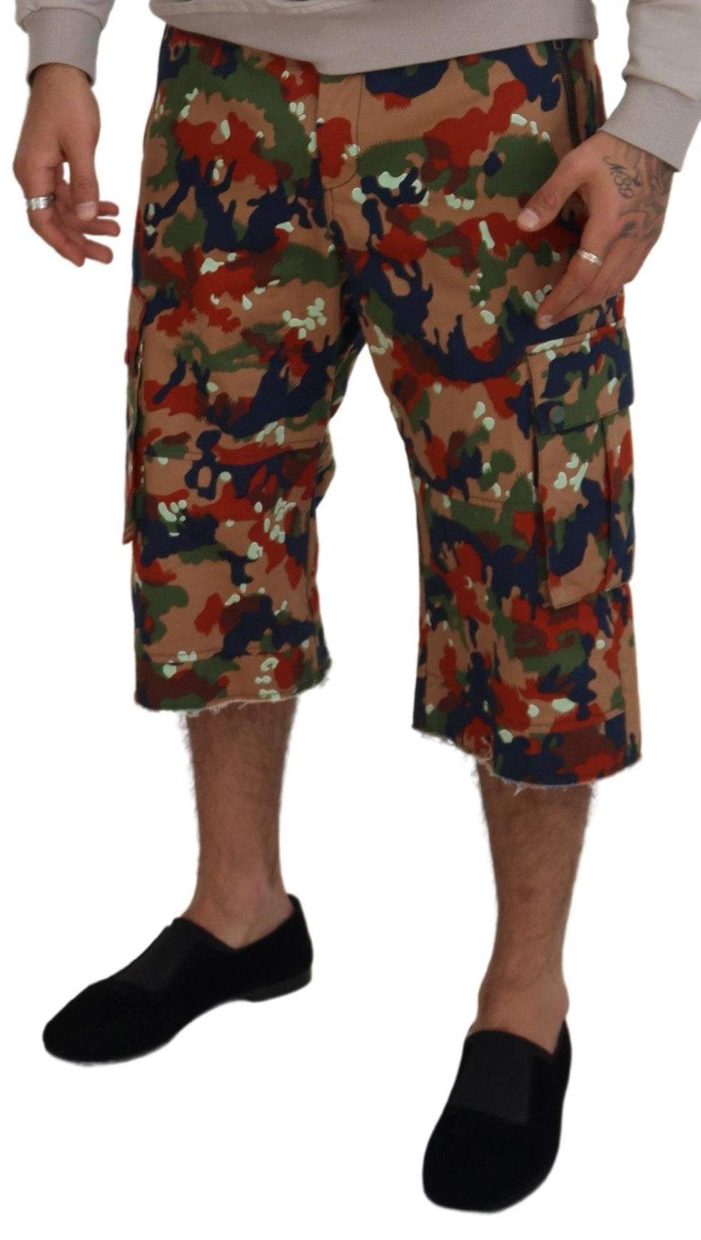 Dolce & Gabbana Multicolor Cotton Camouflaged Cargo Shorts Dolce & Gabbana
