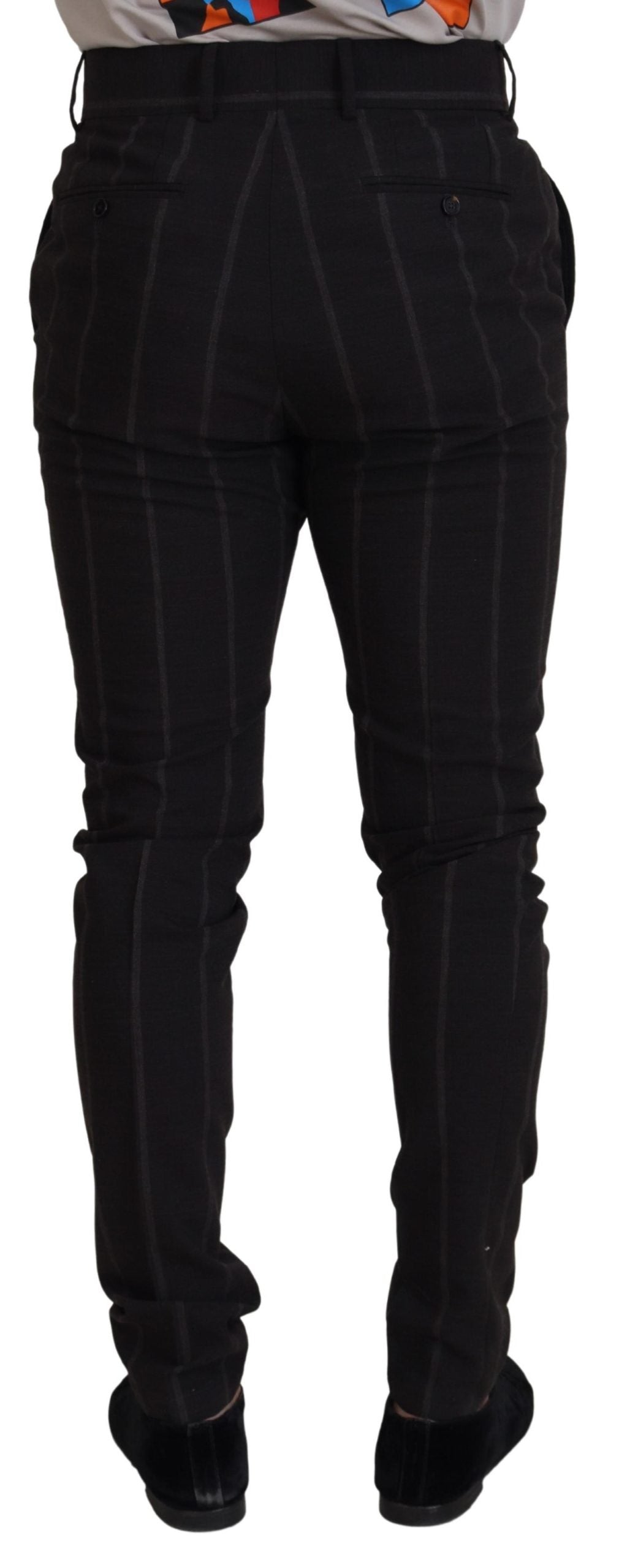 Dolce & Gabbana Black Wool Chino Formal Men Pants Dolce & Gabbana