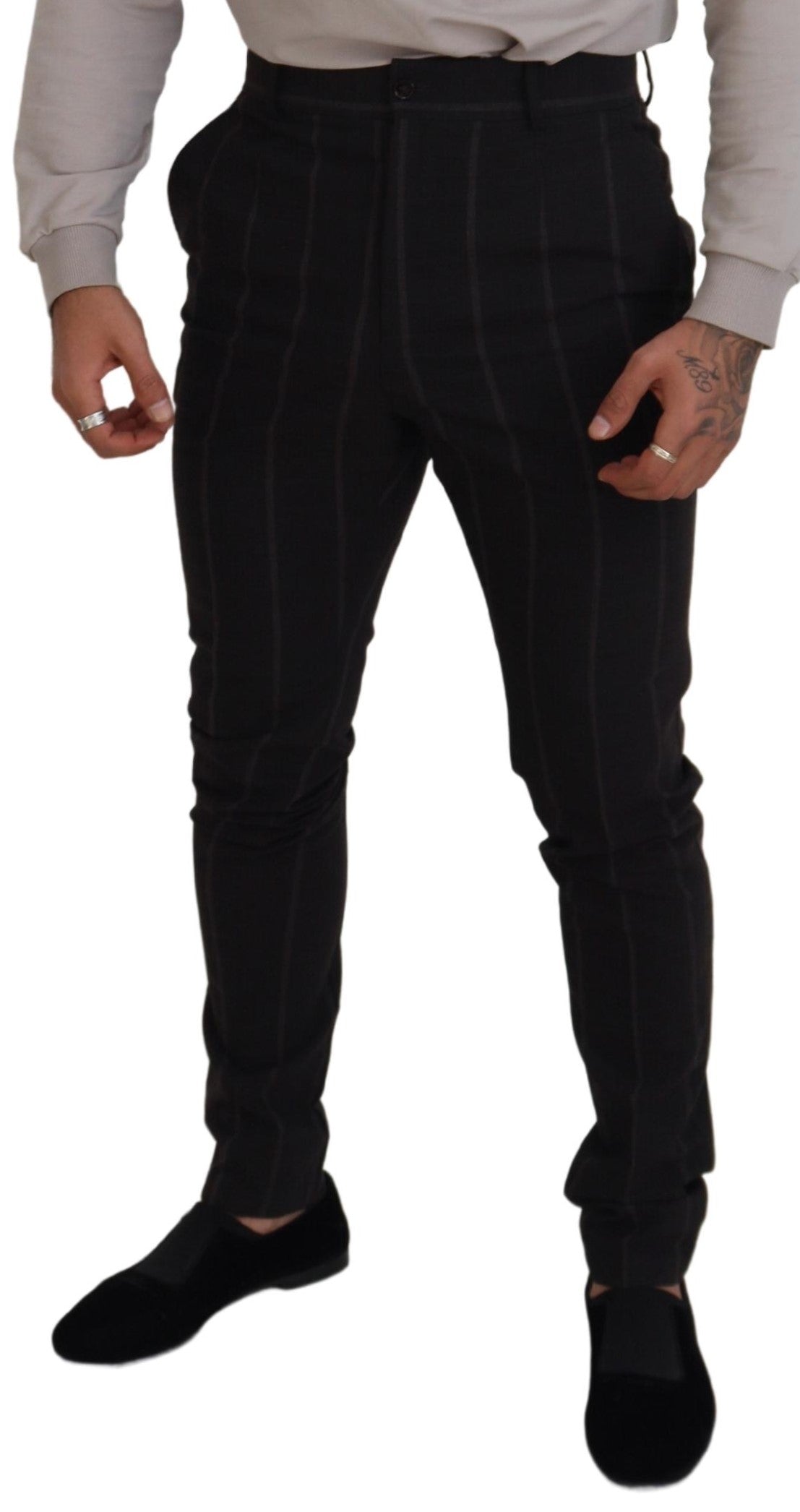 Dolce & Gabbana Black Wool Chino Formal Men Pants Dolce & Gabbana