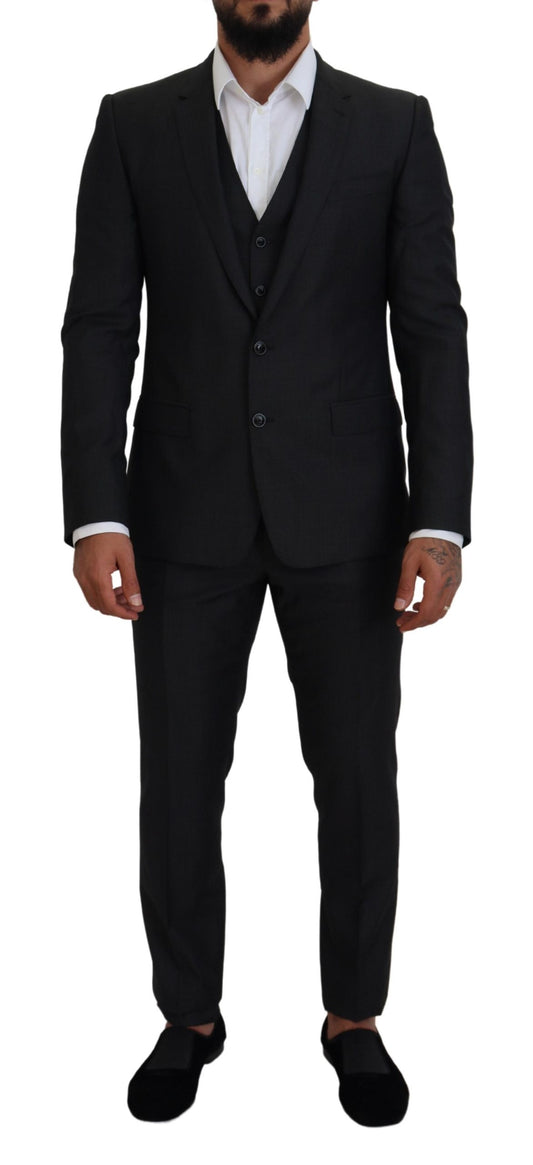 Dolce & Gabbana Gray MARTINI 3 Piece Slim Fit Suit Dolce & Gabbana