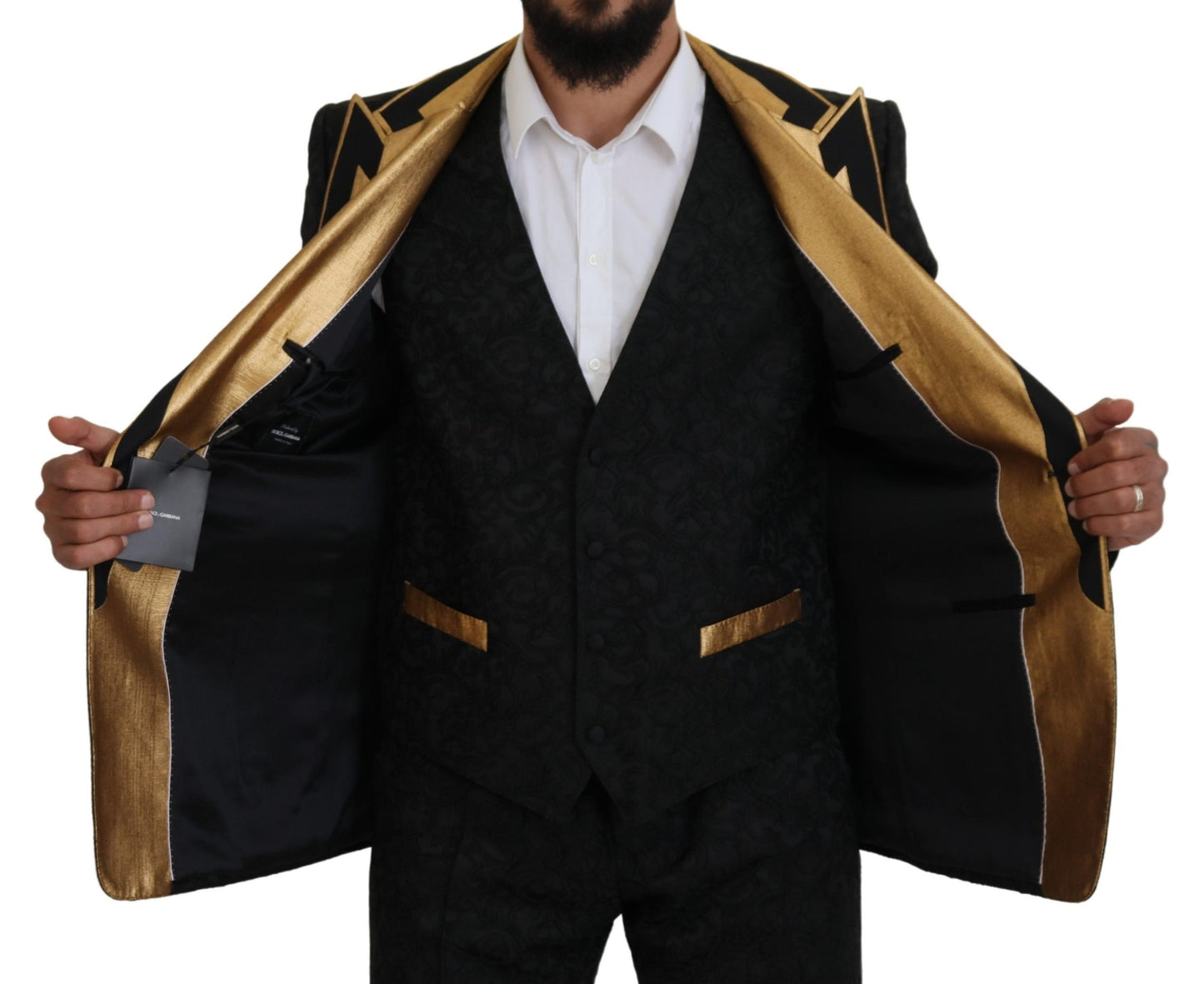 Dolce & Gabbana Black Gold Fantasy Tuxedo Slim Fit Suit Dolce & Gabbana