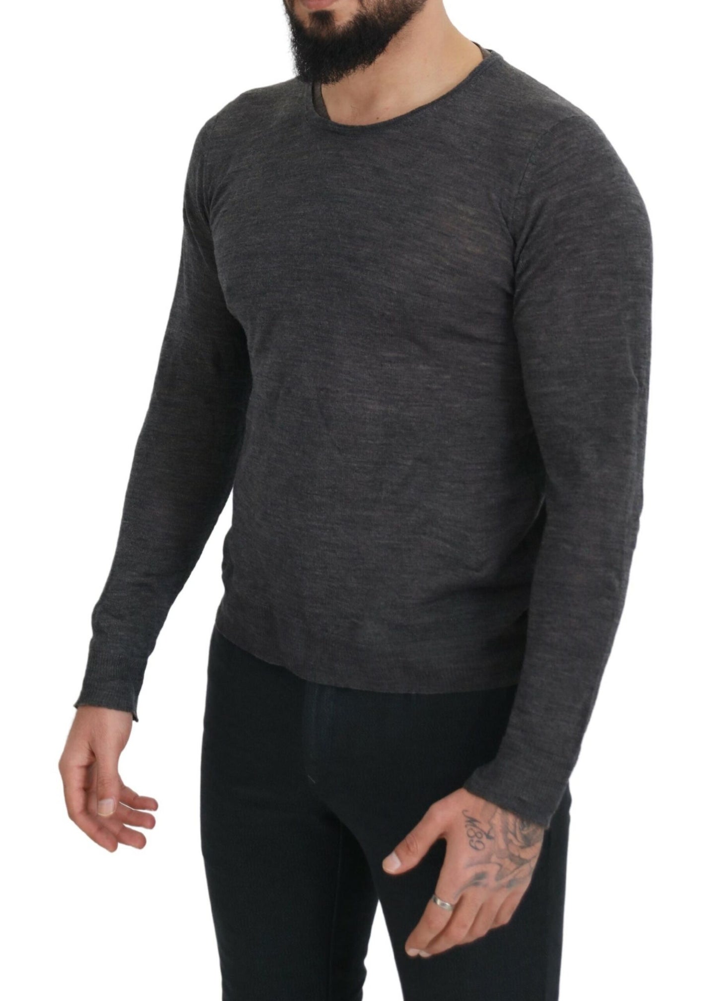 Costume National Gray Crewneck Pullover Sweater Costume National