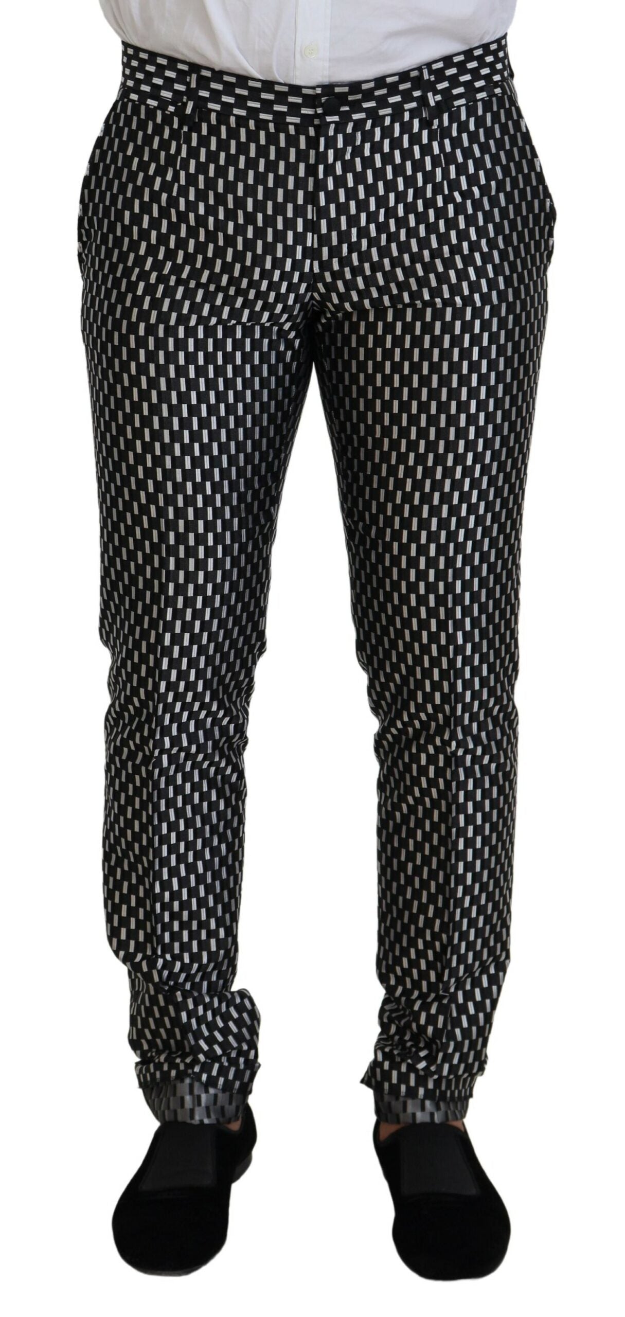 Dolce & Gabbana Black White Silk MARTINI Slim Fit Suit Dolce & Gabbana