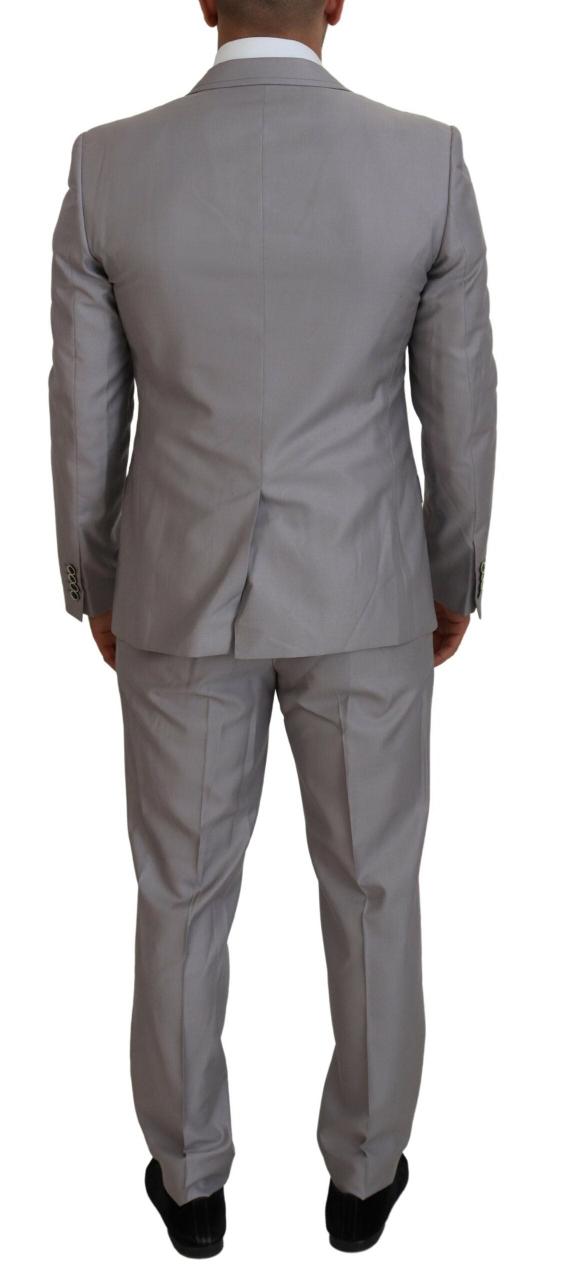 Dolce & Gabbana Silver Wool Silk 3 Piece Slim Fit Suit Dolce & Gabbana