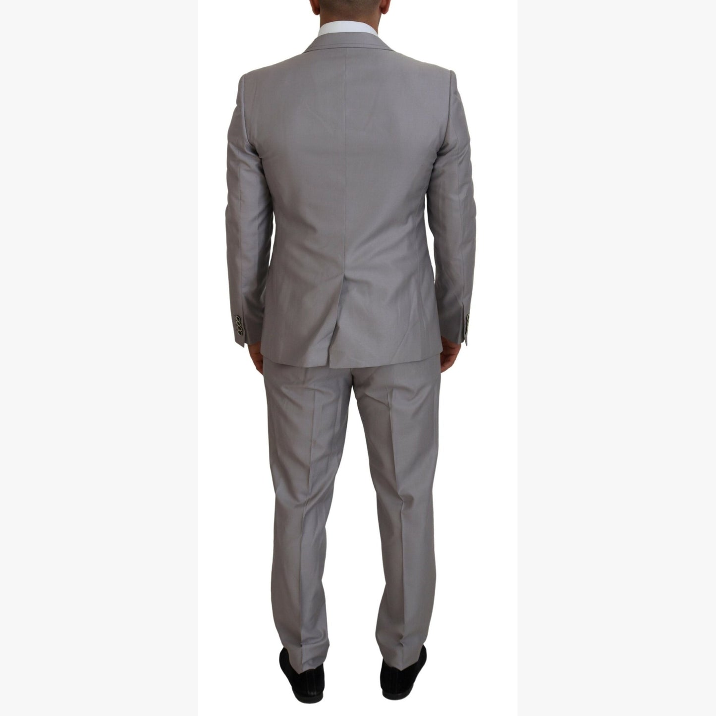 Dolce & Gabbana Silver Wool Silk 3 Piece Slim Fit Suit