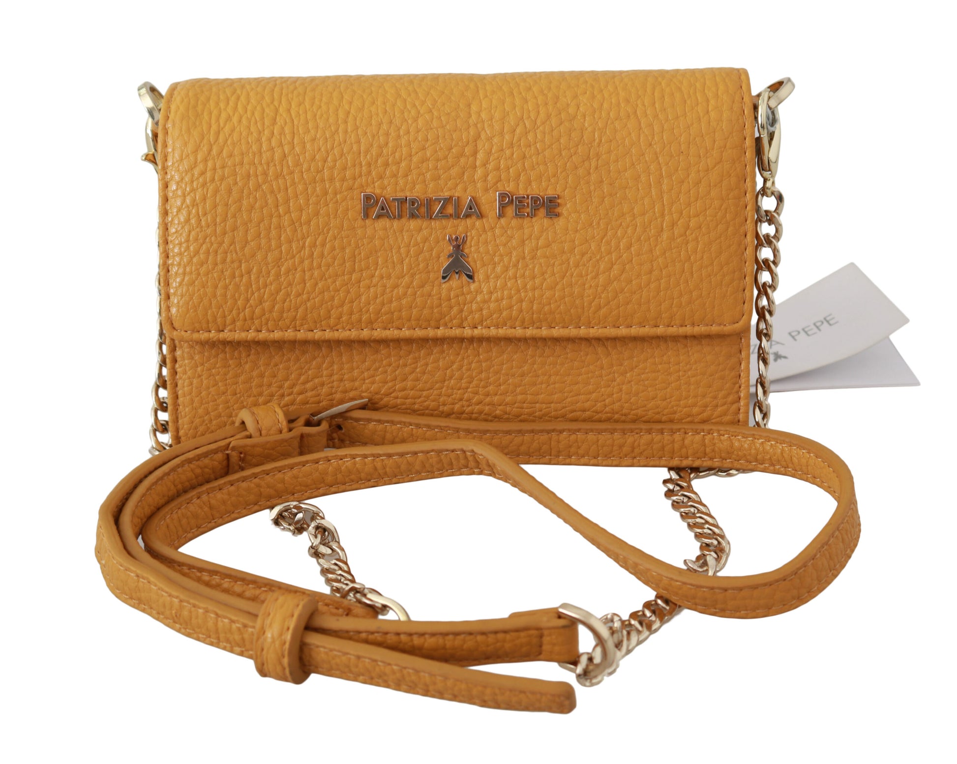 Patrizia Pepe Yellow Logo Leather Shoulder Strap Sling Bag Patrizia Pepe