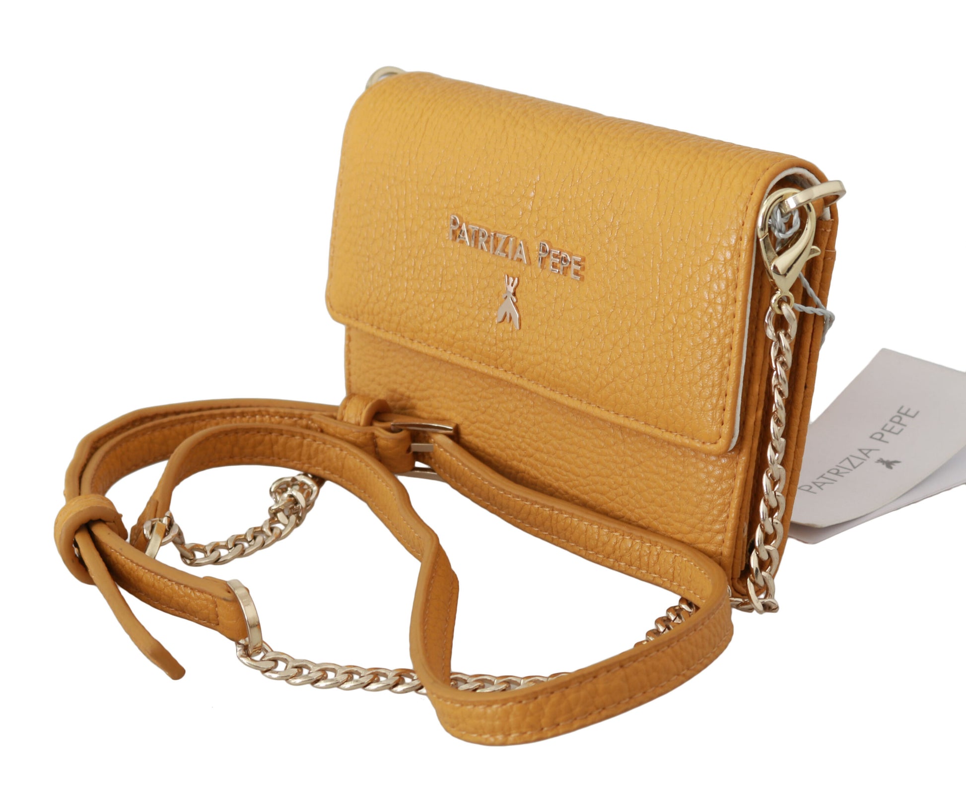 Patrizia Pepe Yellow Logo Leather Shoulder Strap Sling Bag Patrizia Pepe