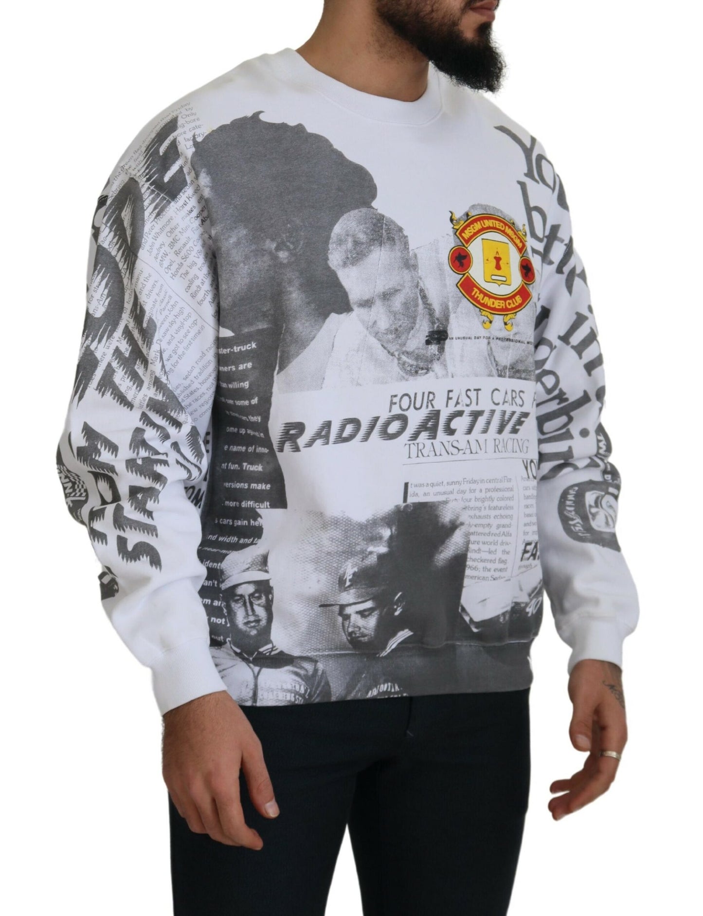 MSGM White Cotton Crewneck Pullover Sweatshirt Sweater MSGM