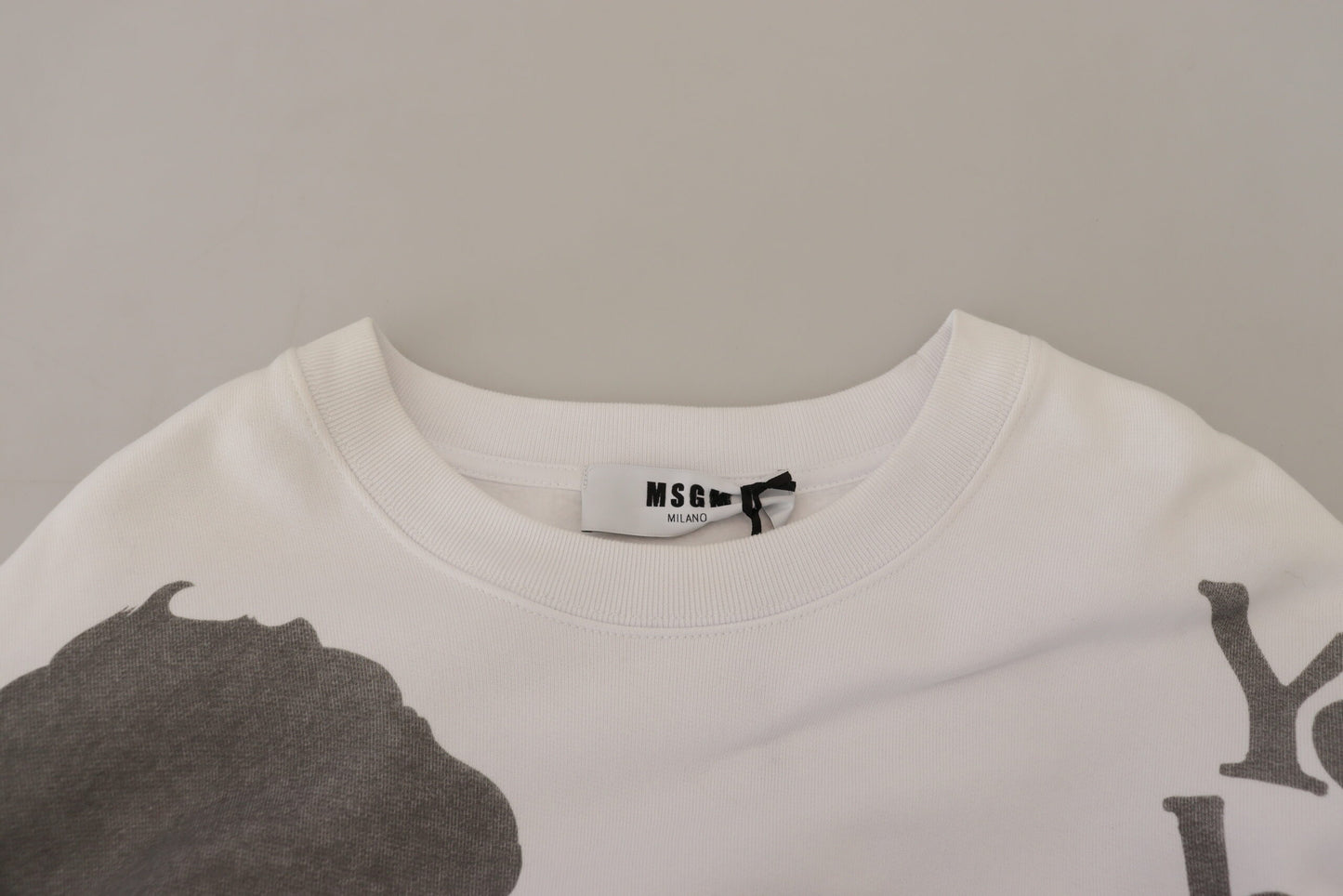 MSGM White Cotton Crewneck Pullover Sweatshirt Sweater MSGM