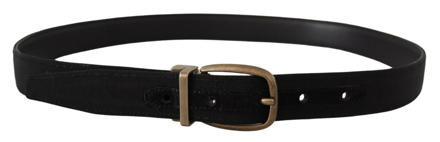 Dolce & Gabbana Black Grosgrain Leather Bronze Metal Belt Dolce & Gabbana