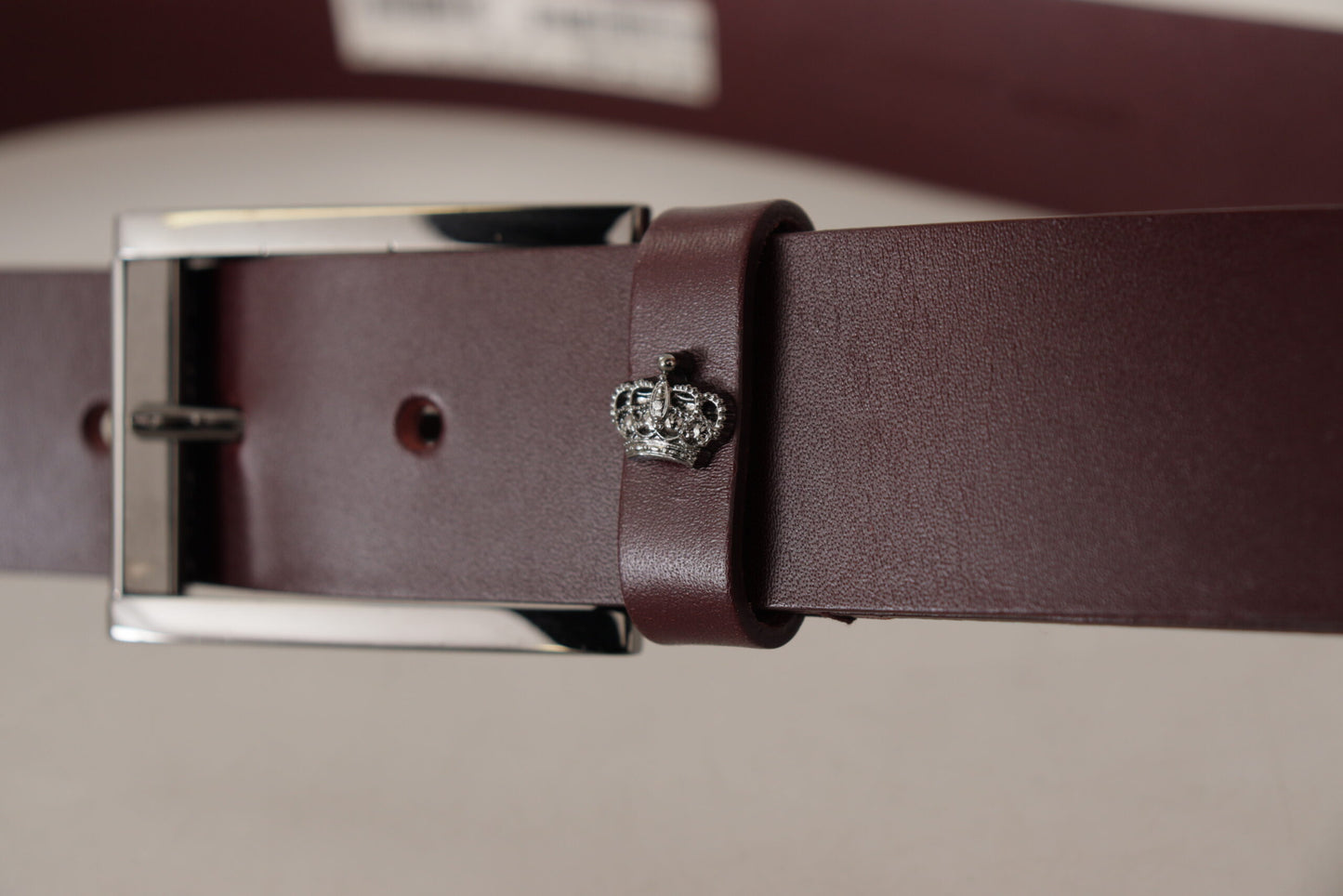 Dolce & Gabbana Brown Leather Silver Metal Crown Buckle Belt Dolce & Gabbana