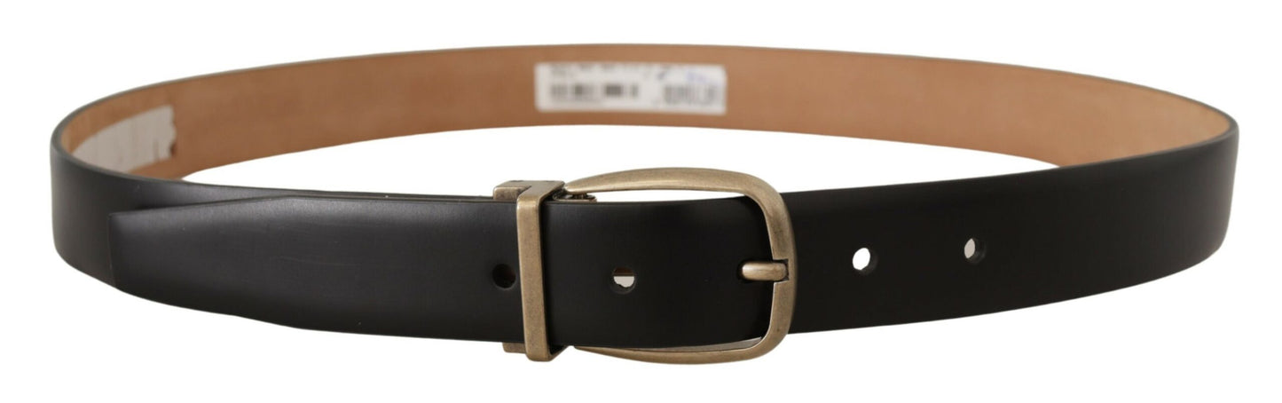 Dolce & Gabbana Black Brown Backend Leather Vintage Metal Buckle Belt Dolce & Gabbana
