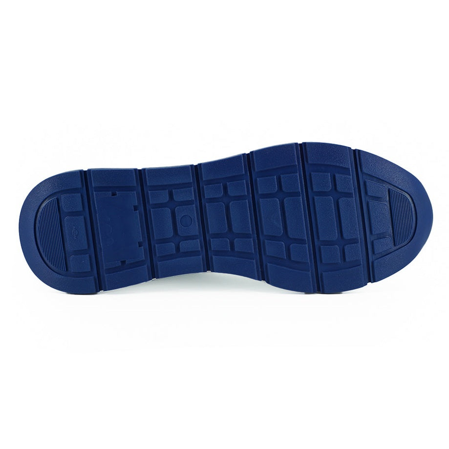 Versace Elegant Blue and White Leather Sneakers
