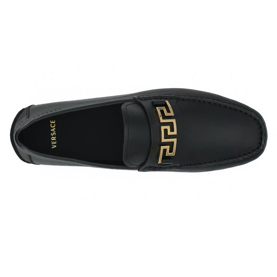 Versace Elegant Black Calf Leather Men's Loafers Versace