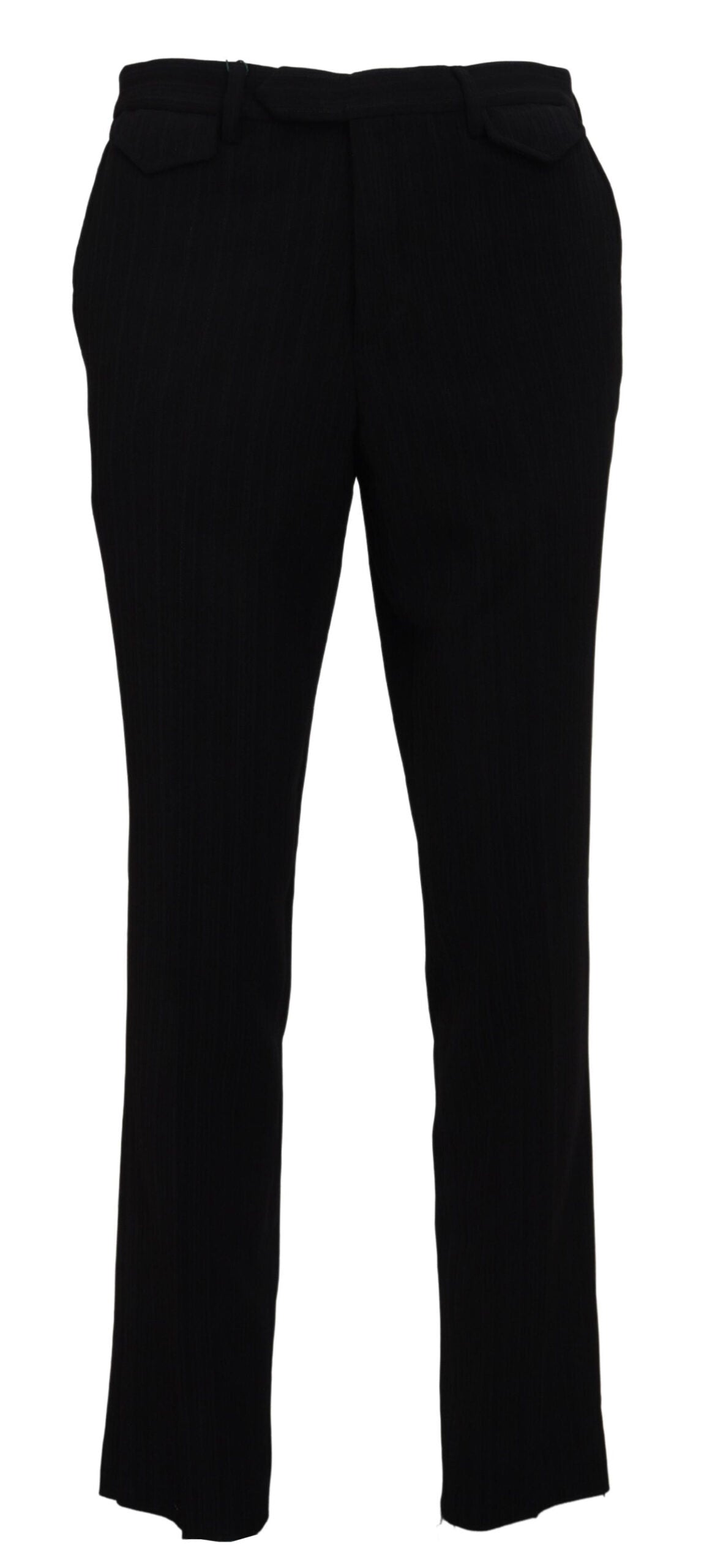 BENCIVENGA Black Cotton Straight Fit Men Formal Pants BENCIVENGA