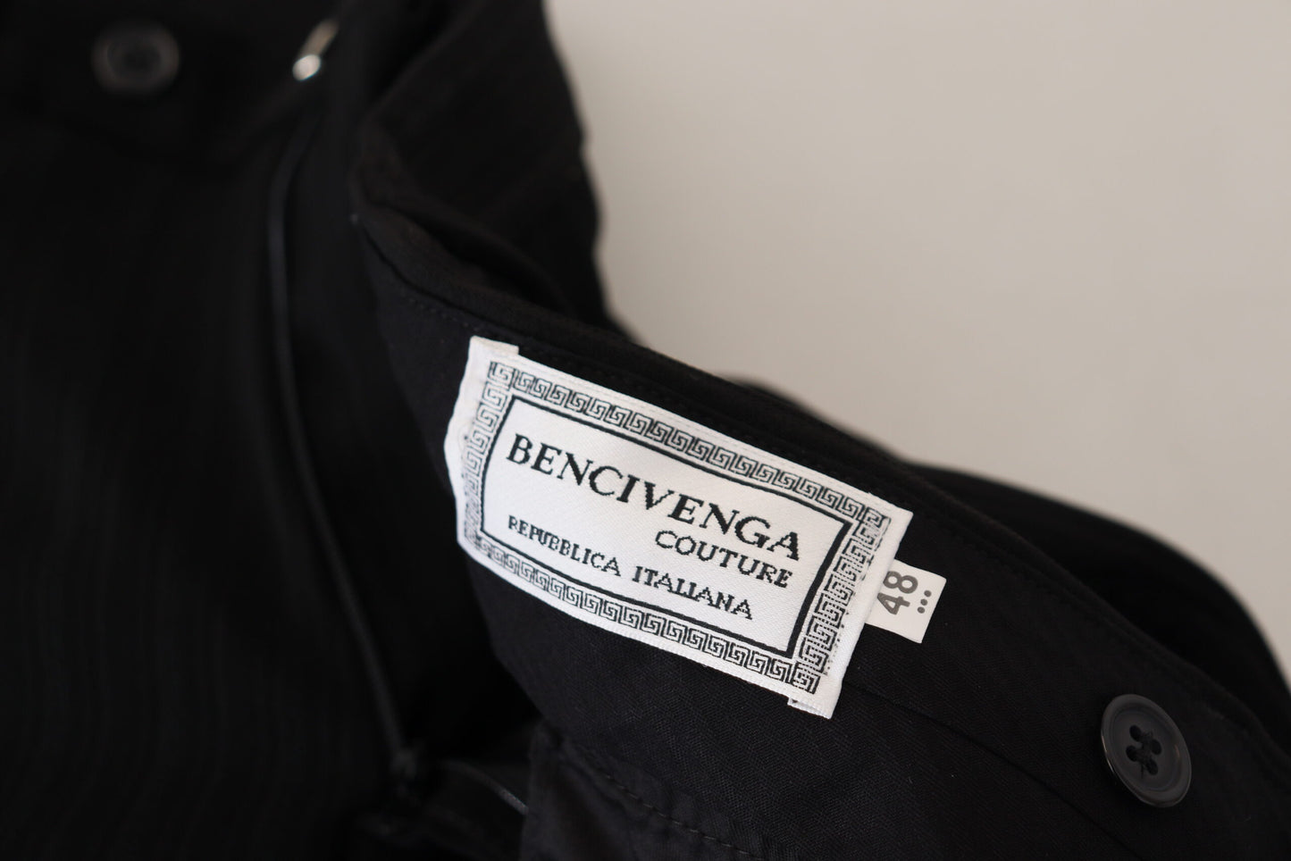 BENCIVENGA Black Cotton Straight Fit Men Formal Pants BENCIVENGA