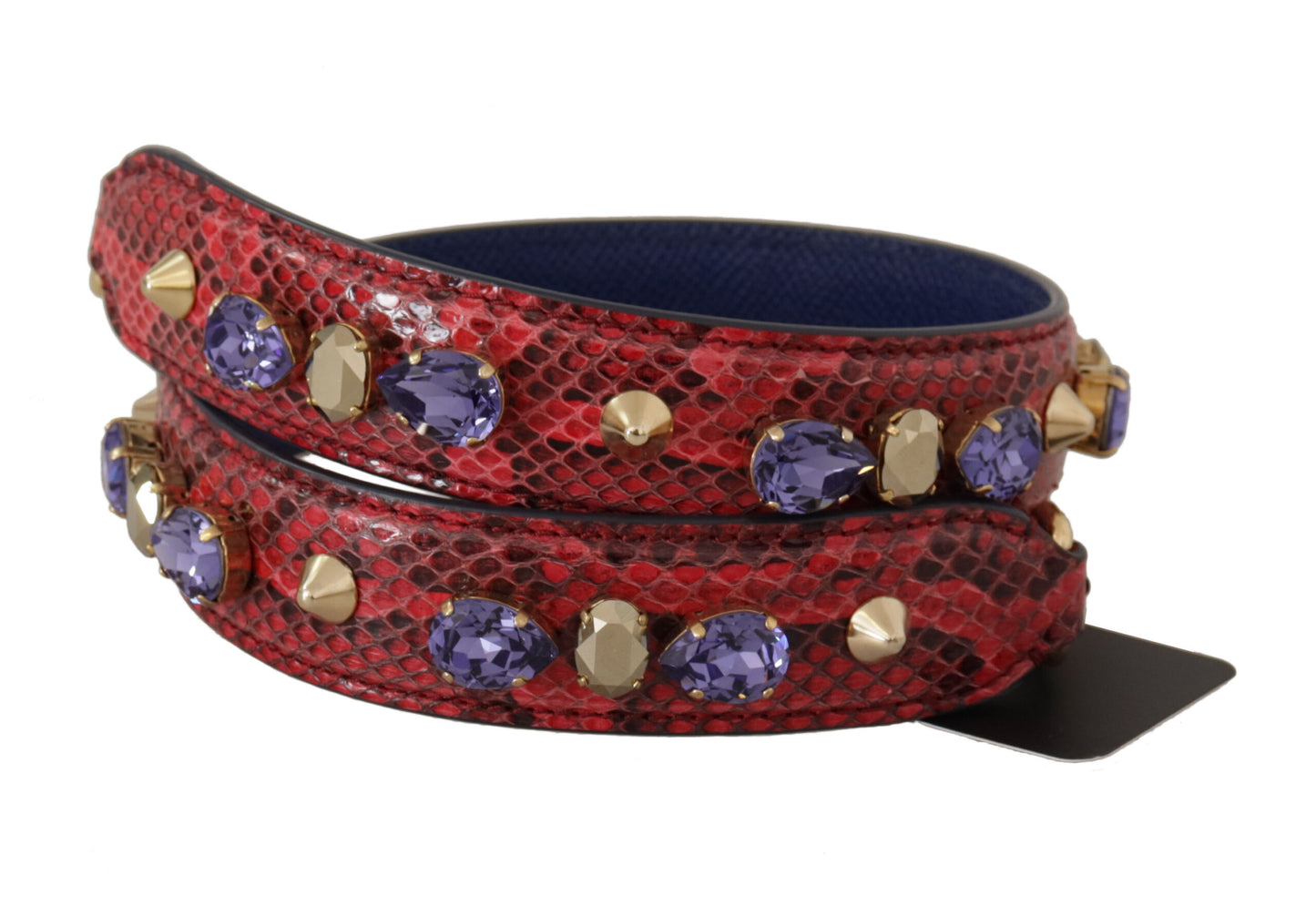 Dolce & Gabbana Red Exotic Leather Crystals Bag Shoulder Strap Dolce & Gabbana
