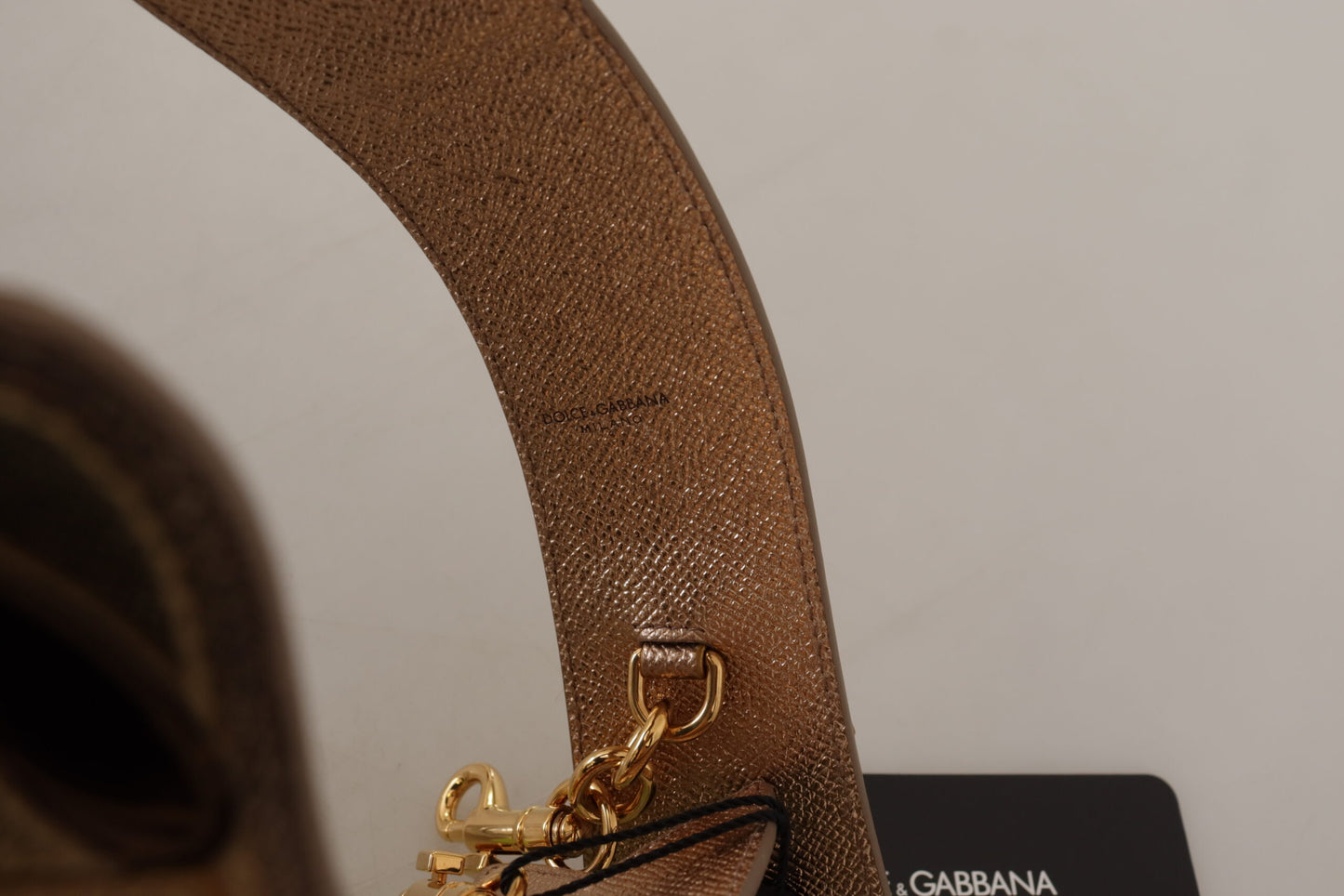 Dolce & Gabbana Gold Leather LOVE Patch Bag Shoulder Strap Dolce & Gabbana