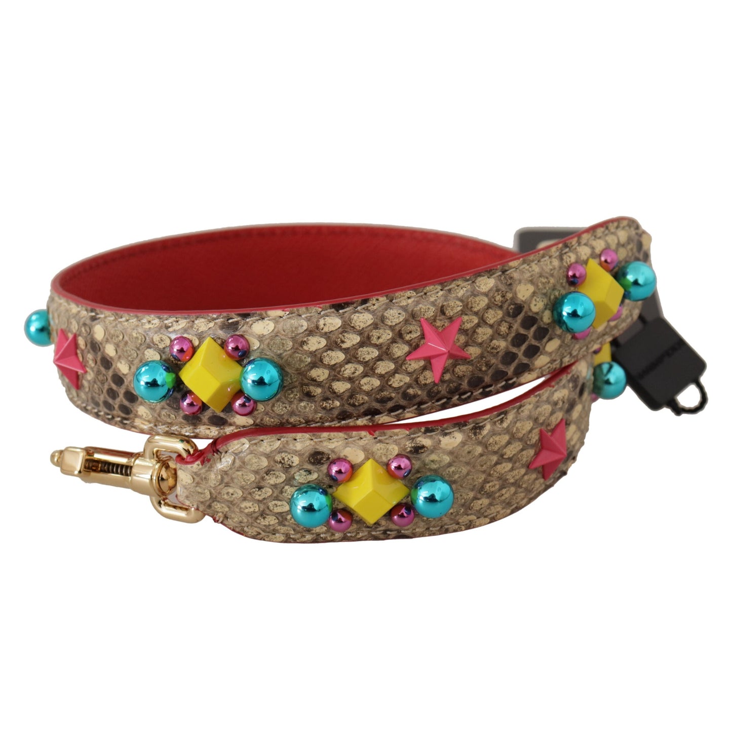 Dolce & Gabbana Beige Python Leather Crystals Shoulder Strap Dolce & Gabbana