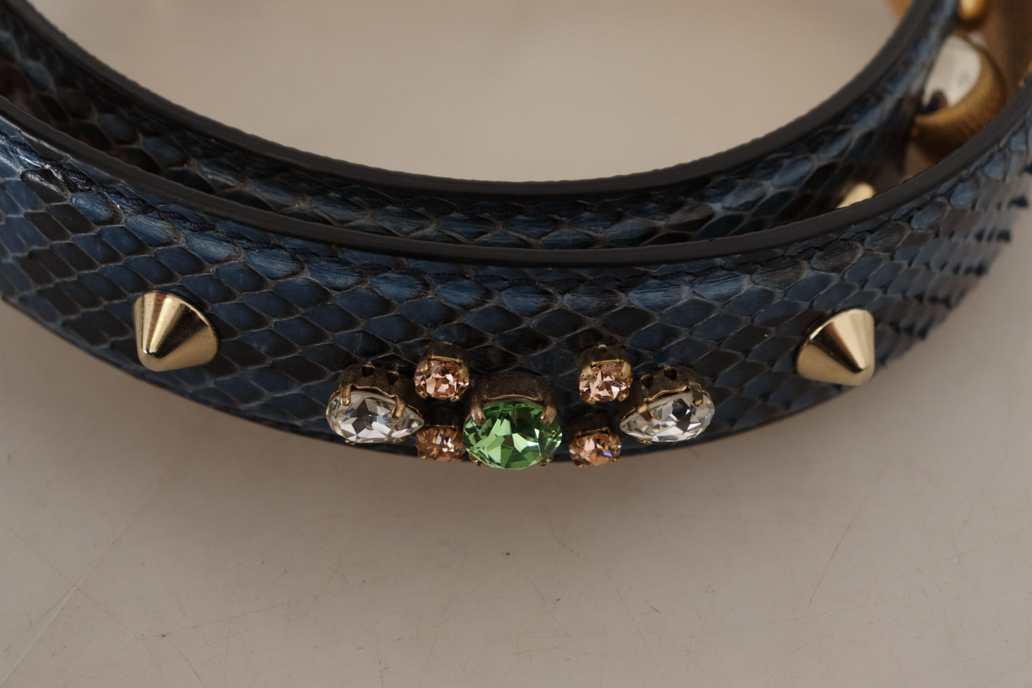 Dolce & Gabbana Blue Exotic Leather Crystals Shoulder Strap Dolce & Gabbana