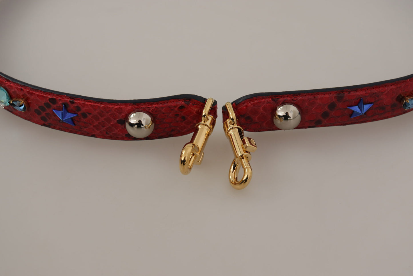 Dolce & Gabbana Red Exotic Leather Crystals Shoulder Strap Dolce & Gabbana