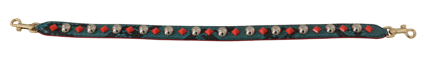 Dolce & Gabbana Green Crystals Leather Bag Shoulder Strap Dolce & Gabbana