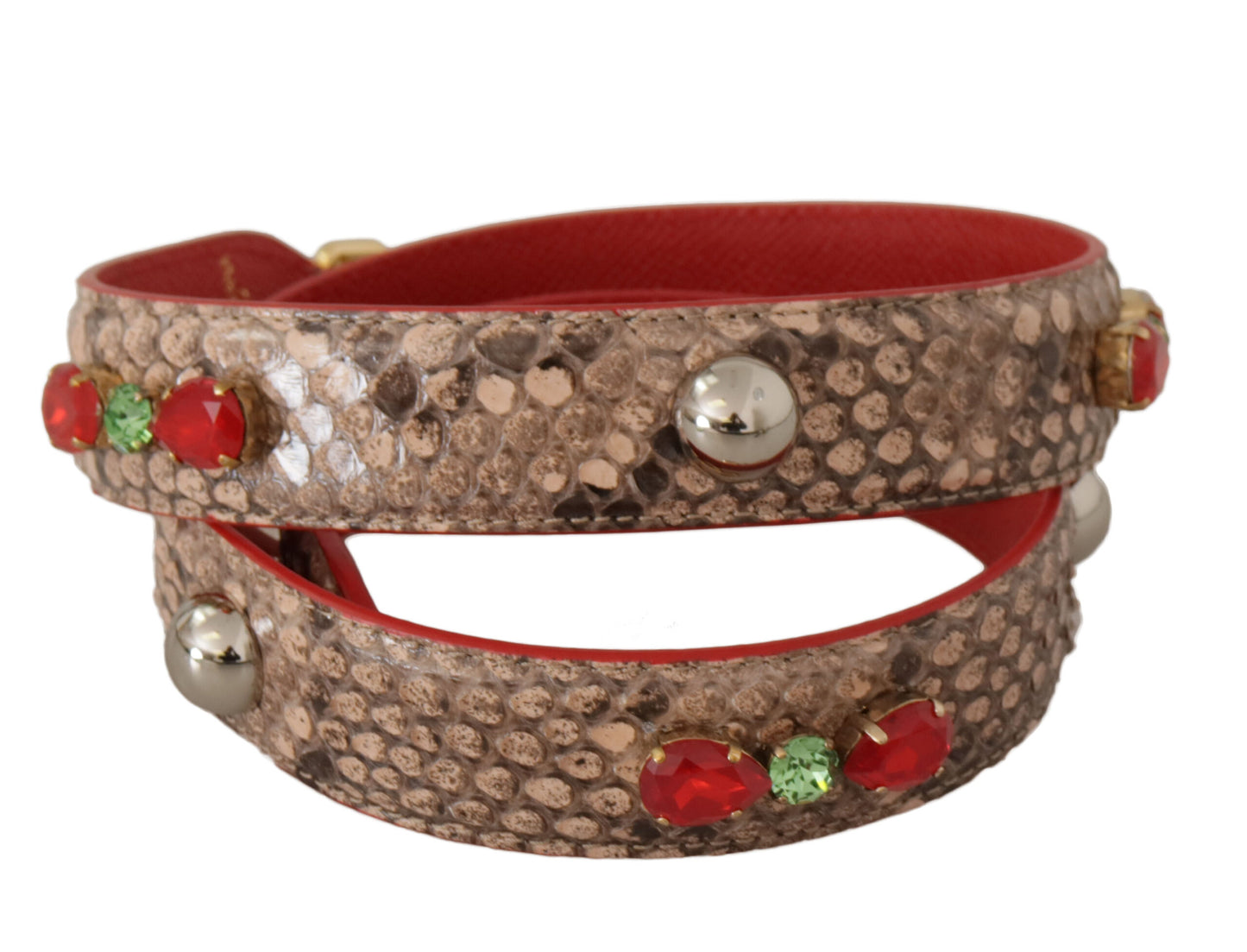 Dolce & Gabbana Brown Python Leather Crystals Shoulder Strap Dolce & Gabbana