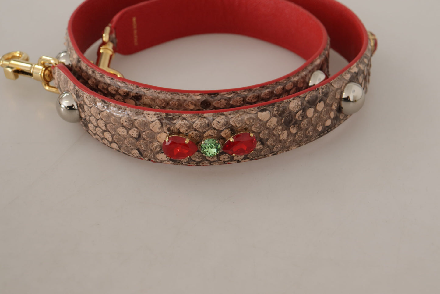 Dolce & Gabbana Brown Python Leather Crystals Shoulder Strap Dolce & Gabbana