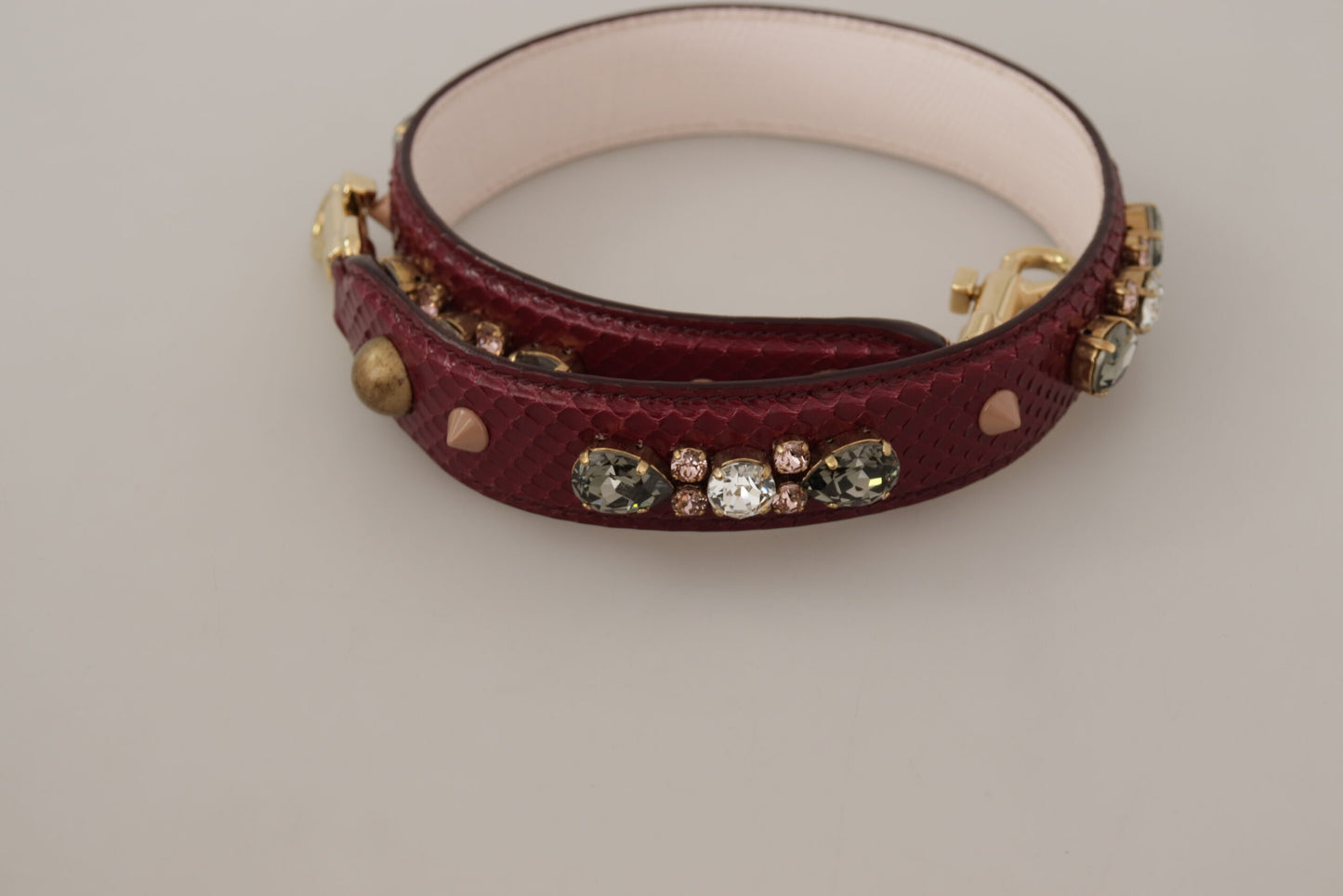 Dolce & Gabbana Bordeaux Leather Crystals Bag Shoulder Strap Dolce & Gabbana