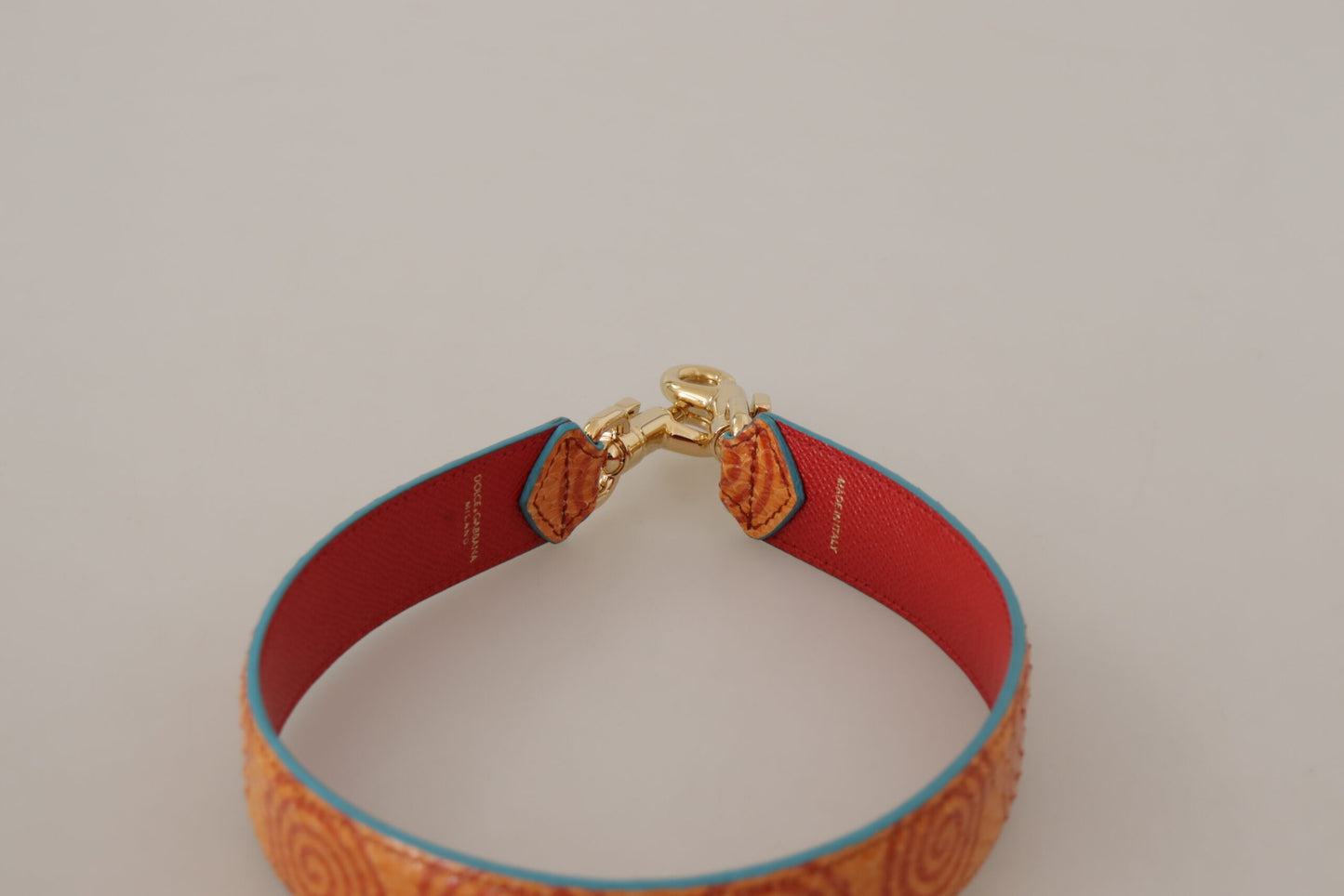 Dolce & Gabbana Orange Leather Swirl Print Bag Shoulder Strap Dolce & Gabbana