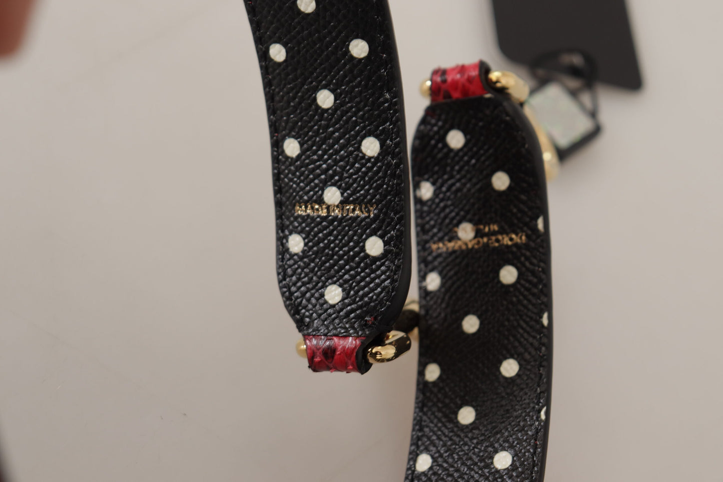 Dolce & Gabbana Red Python Leather Crystals Reversible Shoulder Strap Dolce & Gabbana