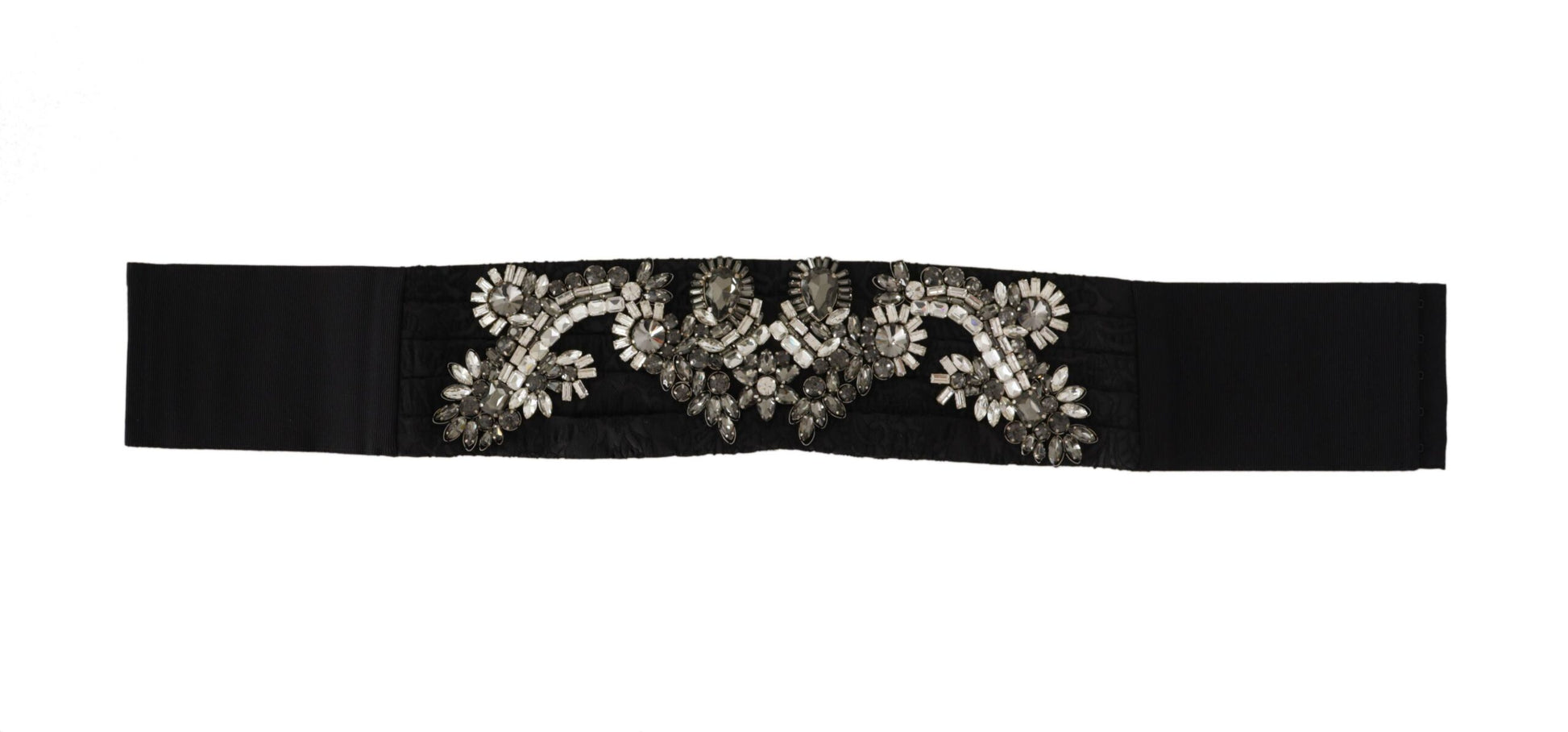 Dolce & Gabbana Black Silk Brass Crystal Embellished Waist Belt Dolce & Gabbana