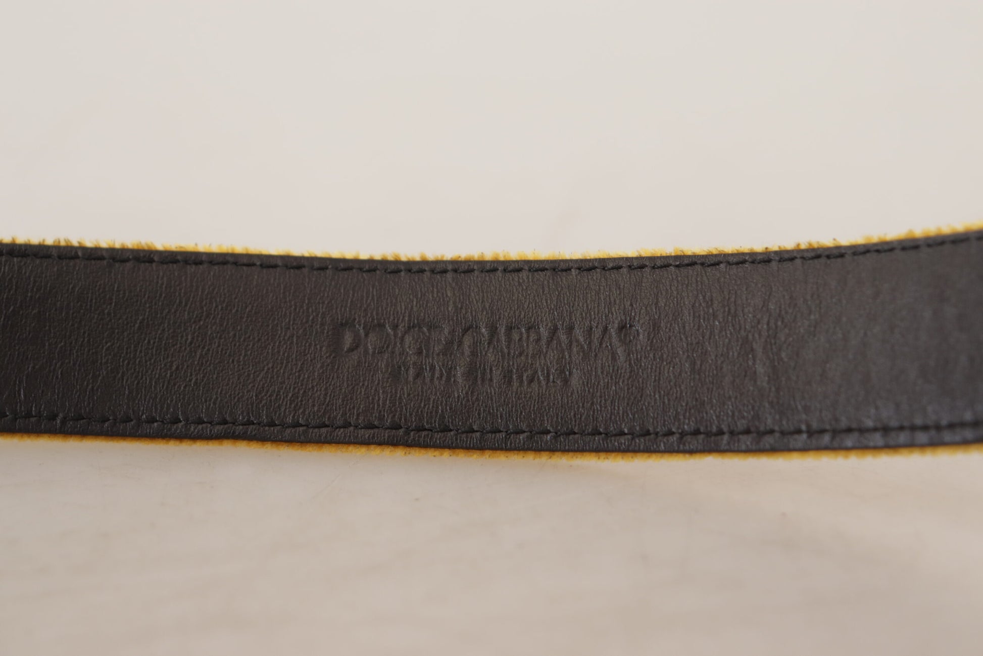 Dolce & Gabbana Mustard Velvet Gold Logo Engraved Metal Buckle Belt Dolce & Gabbana