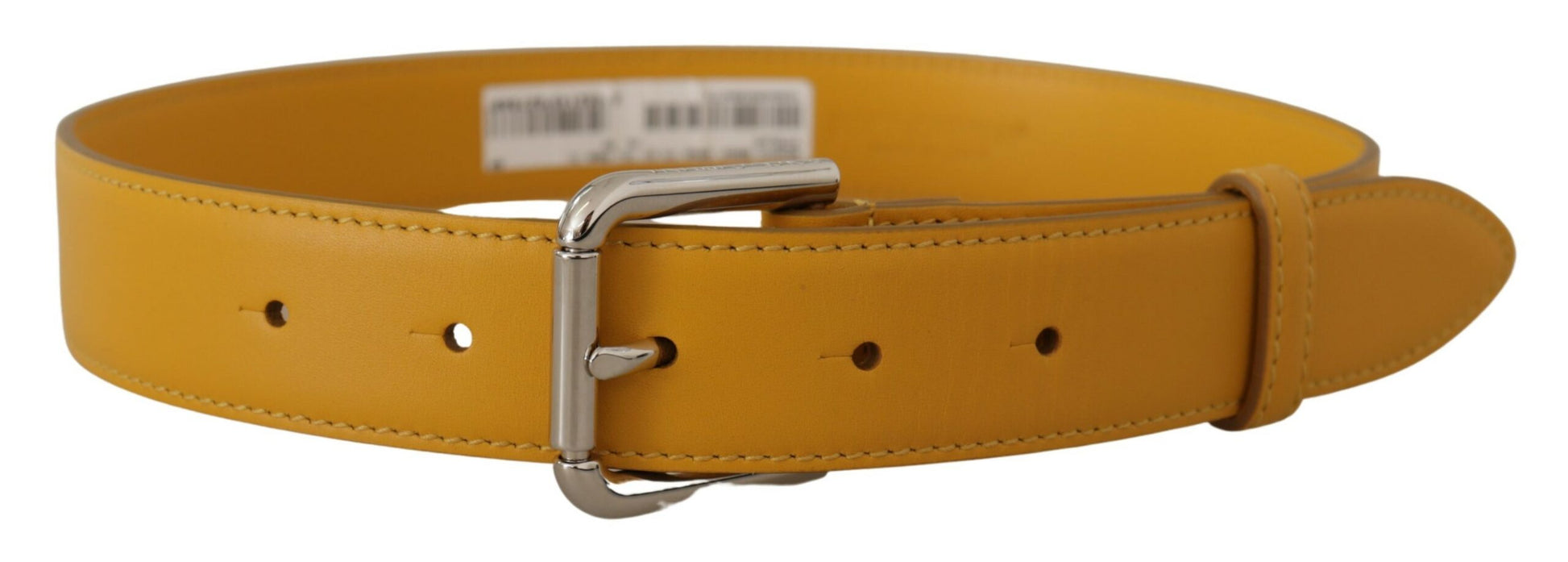 Dolce & Gabbana Yellow Leather Silver Tone Logo Metal Buckle Belt Dolce & Gabbana