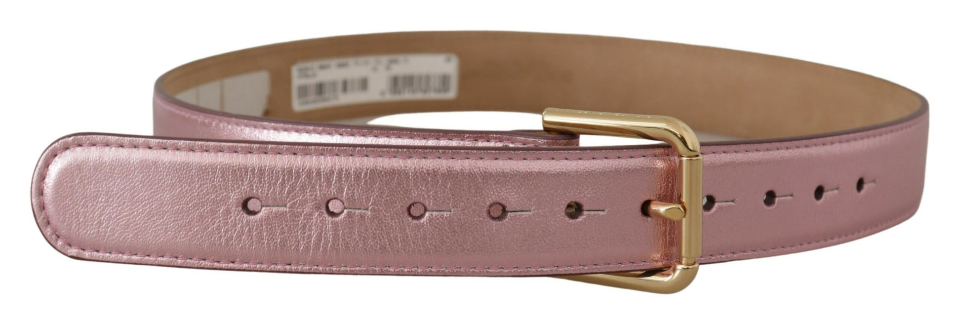 Dolce & Gabbana Metallic Pink Polished Leather Logo Metal Buckle Belt Dolce & Gabbana
