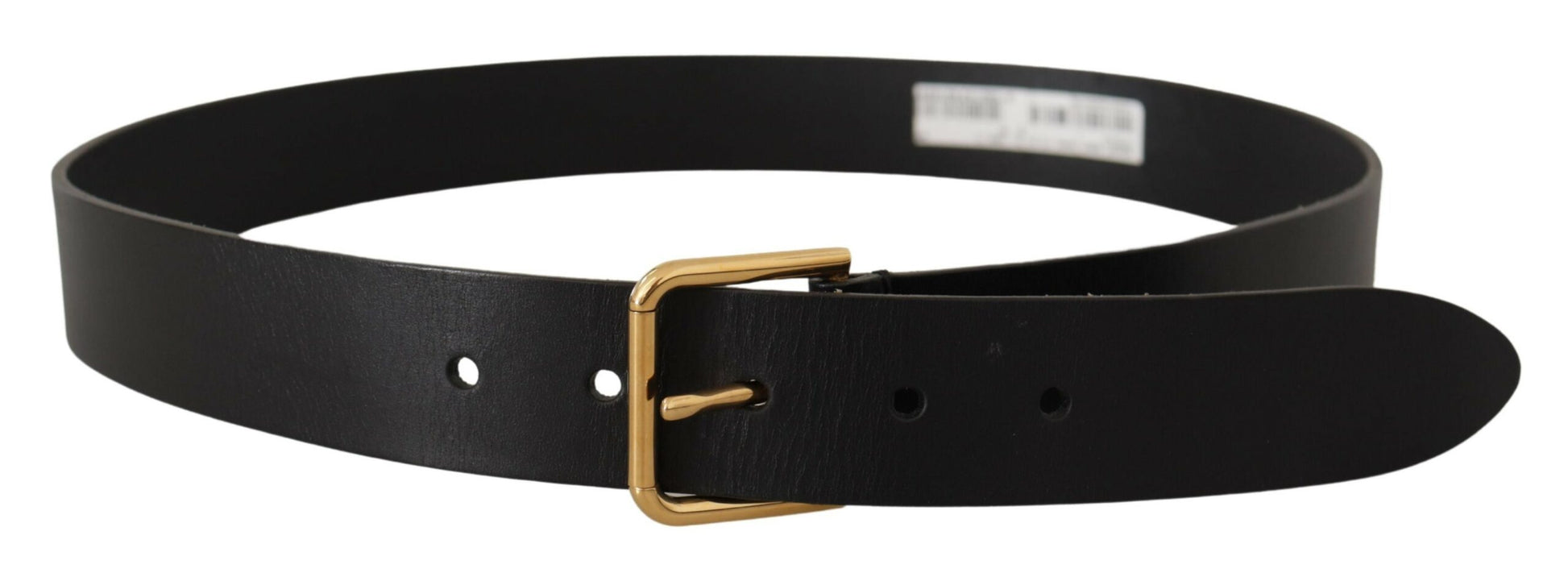 Dolce & Gabbana Black Calf Leather Gold Tone Logo Metal Buckle Belt Dolce & Gabbana