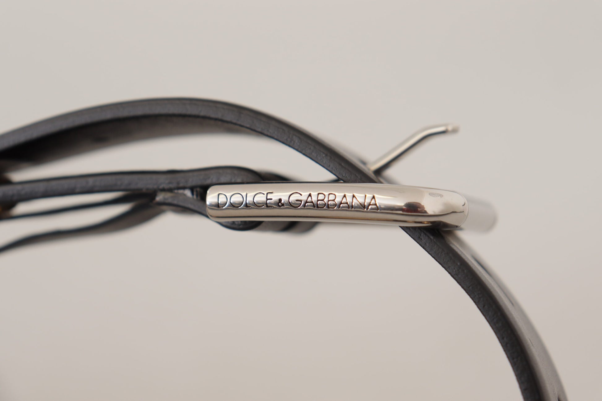 Dolce & Gabbana Black Leather Eyelet Silver Tone Metal Buckle Belt Dolce & Gabbana