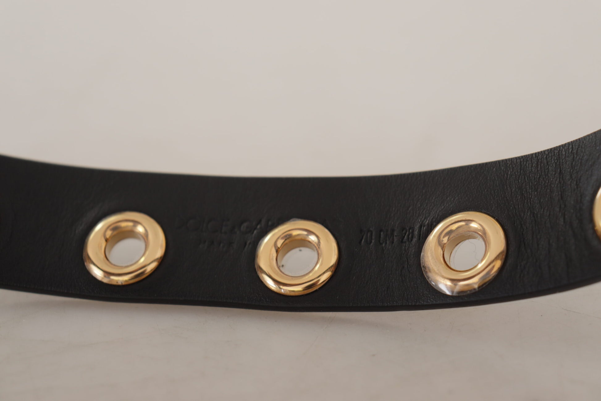 Dolce & Gabbana Black Leather Eyelet Silver Tone Metal Buckle Belt Dolce & Gabbana