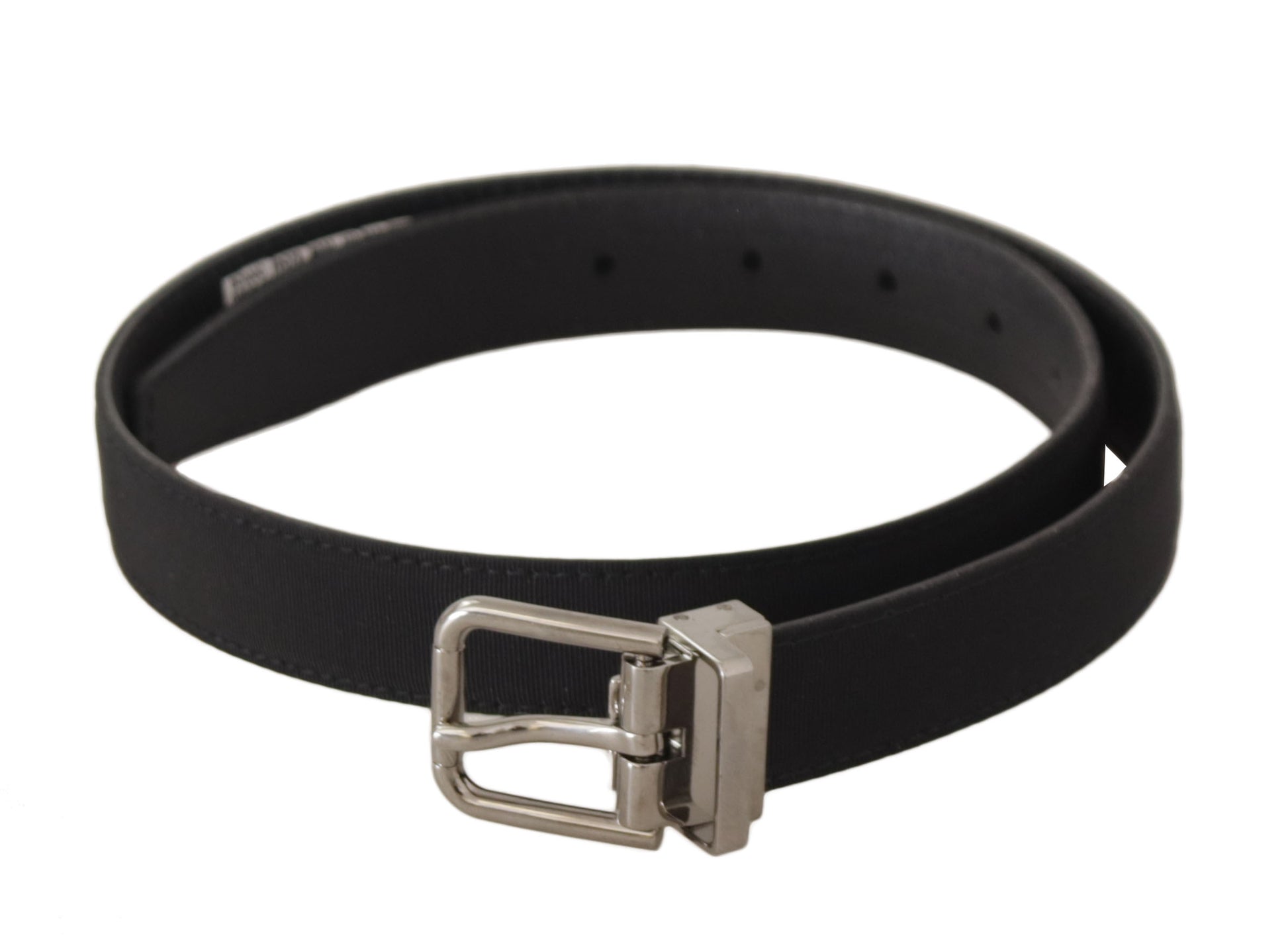 Dolce & Gabbana Black Canvas Leather Silver Tone Metal Buckle Belt Dolce & Gabbana