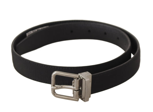 Dolce & Gabbana Black Canvas Leather Silver Tone Metal Buckle Belt Dolce & Gabbana