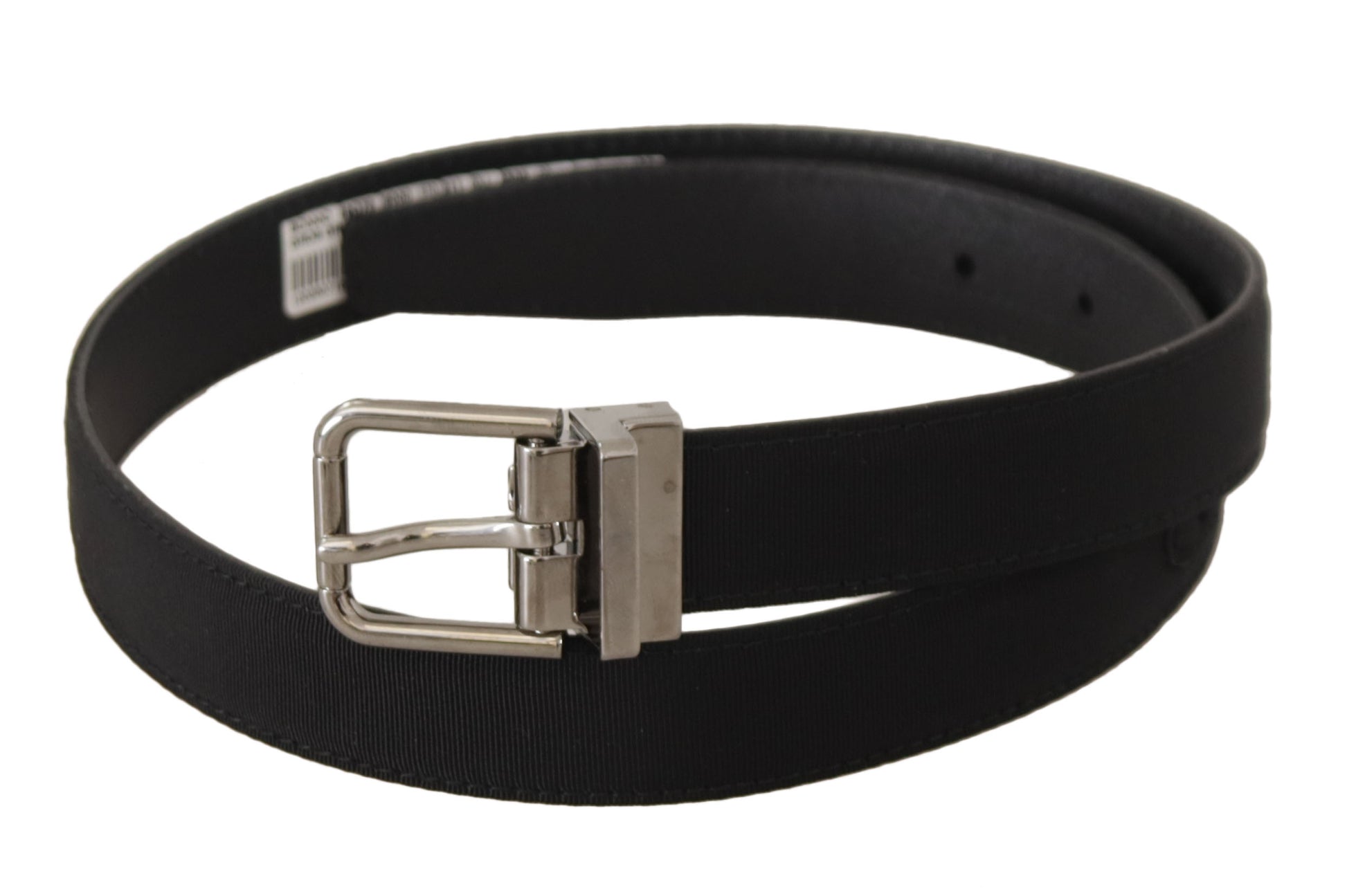 Dolce & Gabbana Black Canvas Leather Silver Tone Metal Buckle Belt Dolce & Gabbana
