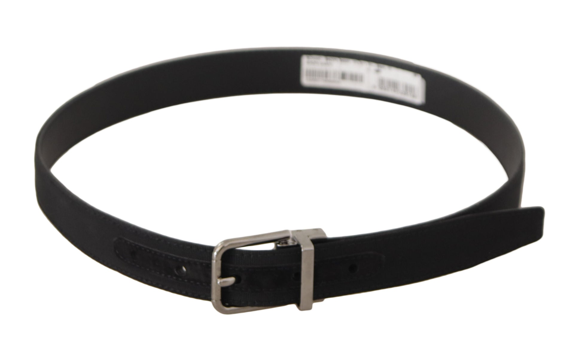 Dolce & Gabbana Black Canvas Leather Silver Tone Metal Buckle Belt Dolce & Gabbana