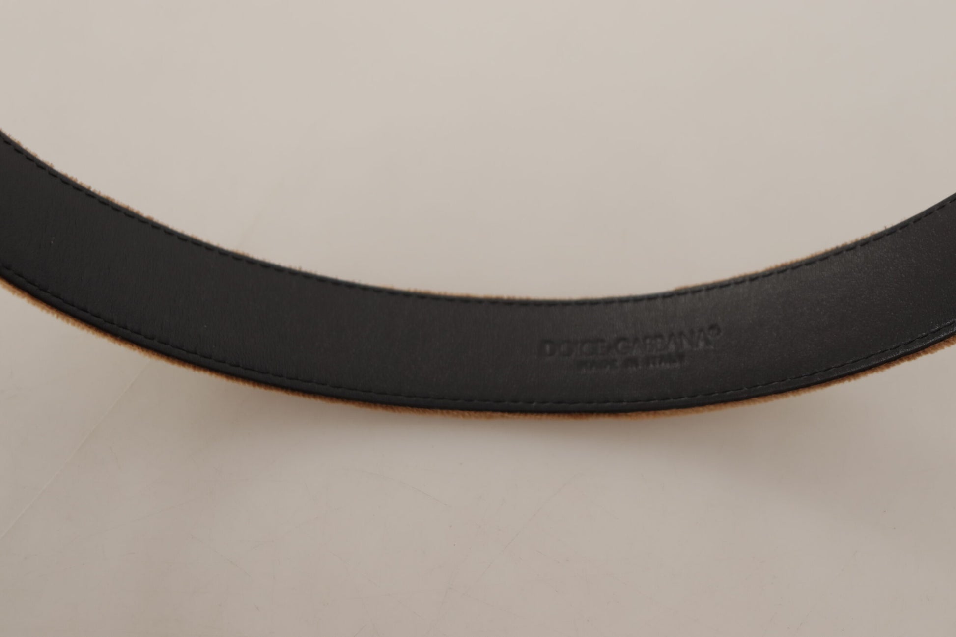 Dolce & Gabbana Brown Velvet Bronze Vintage Logo Metal Buckle Belt Dolce & Gabbana