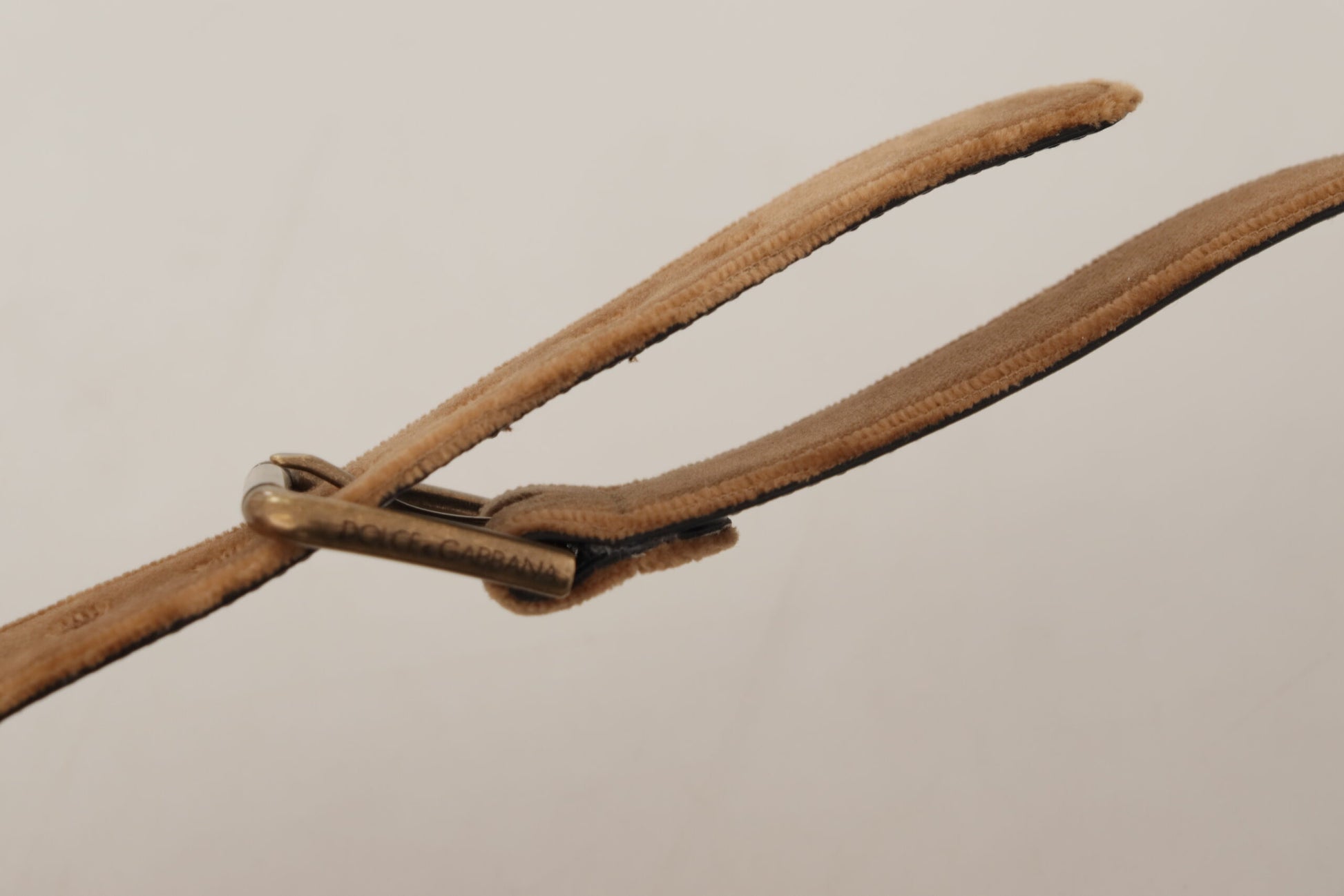 Dolce & Gabbana Brown Velvet Bronze Vintage Logo Metal Buckle Belt Dolce & Gabbana