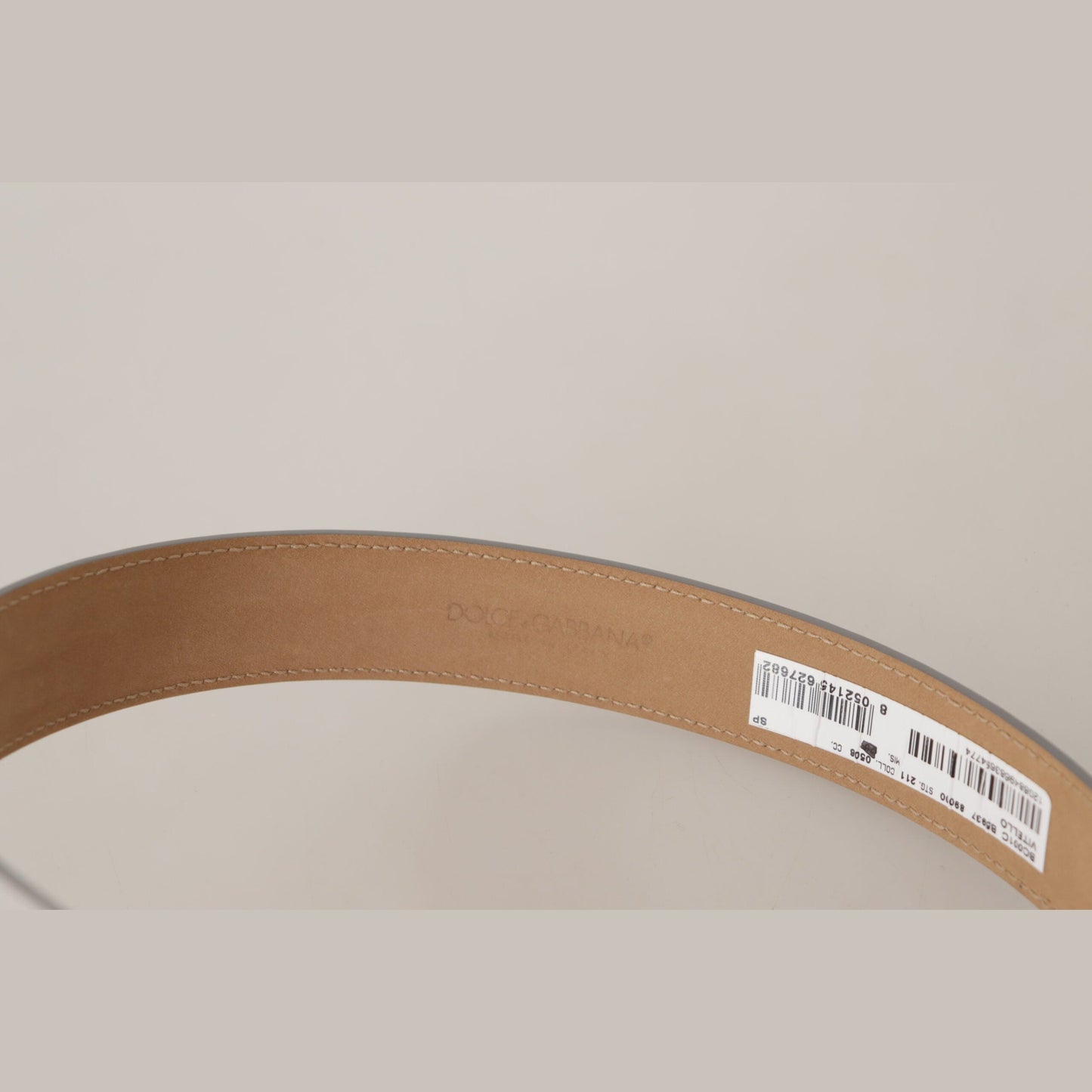 Dolce & Gabbana Silver Leather Gold Tone Logo Metal Buckle Belt