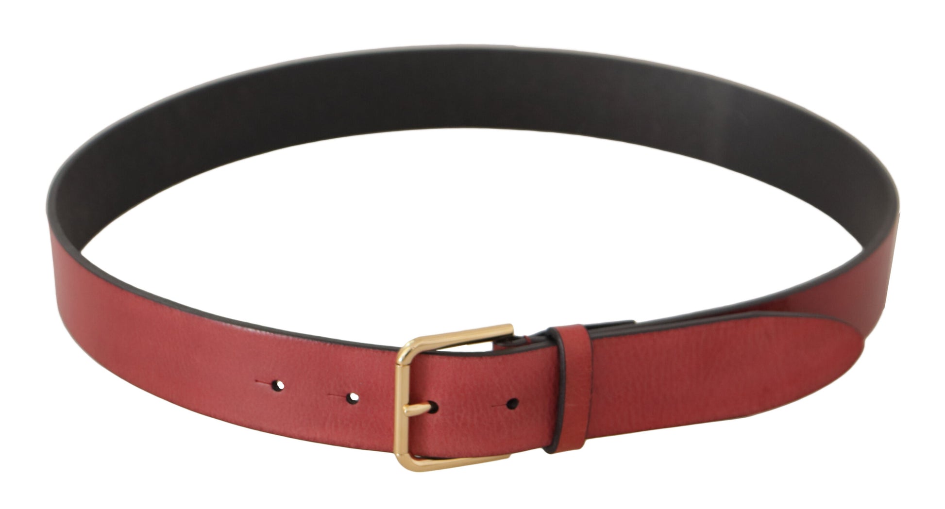 Dolce & Gabbana Red Leather Gold Logo Engraved Metal Buckle Belt Dolce & Gabbana